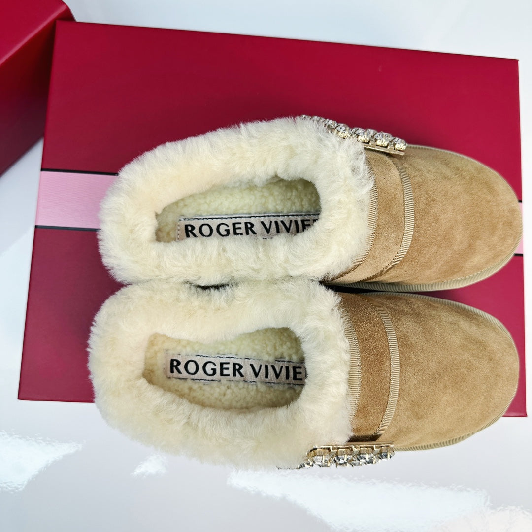 VIV WINTER PLATFORM MULES IN BROWN SUEDE - 35