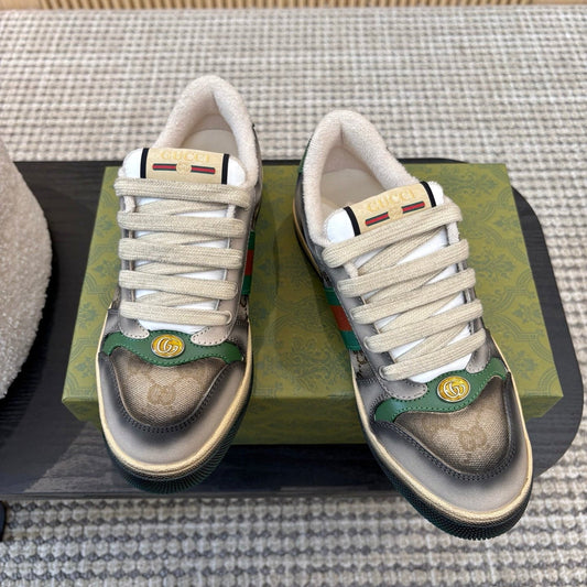 КРОСІВКИ GUCCI 26S З СІРОГО ПОЛОТНА З ГРАДІЄНТНИМ ЗАБАРВЛЕННЯМ