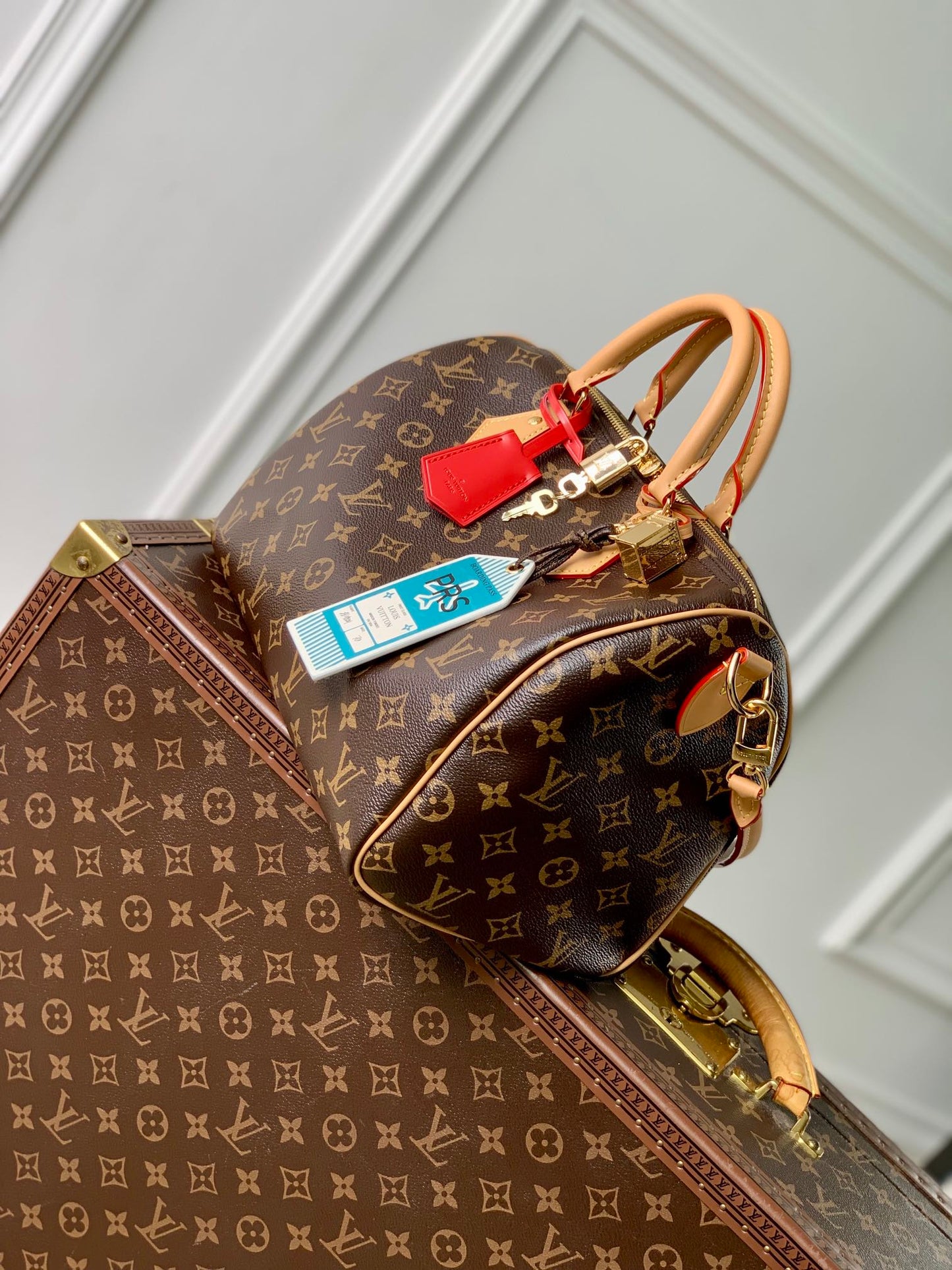 SPEEDY 30 SOFT CRAFTY IN BROWN MONOGRAM CALFSKIN RED TAG