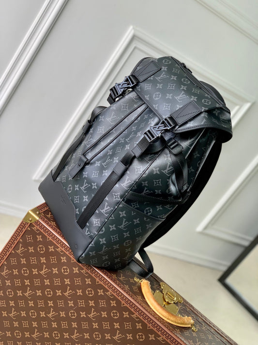 Рюкзак GETAWAY 50 зі шкіри теляти та канви Monogram Eclipse, чорний