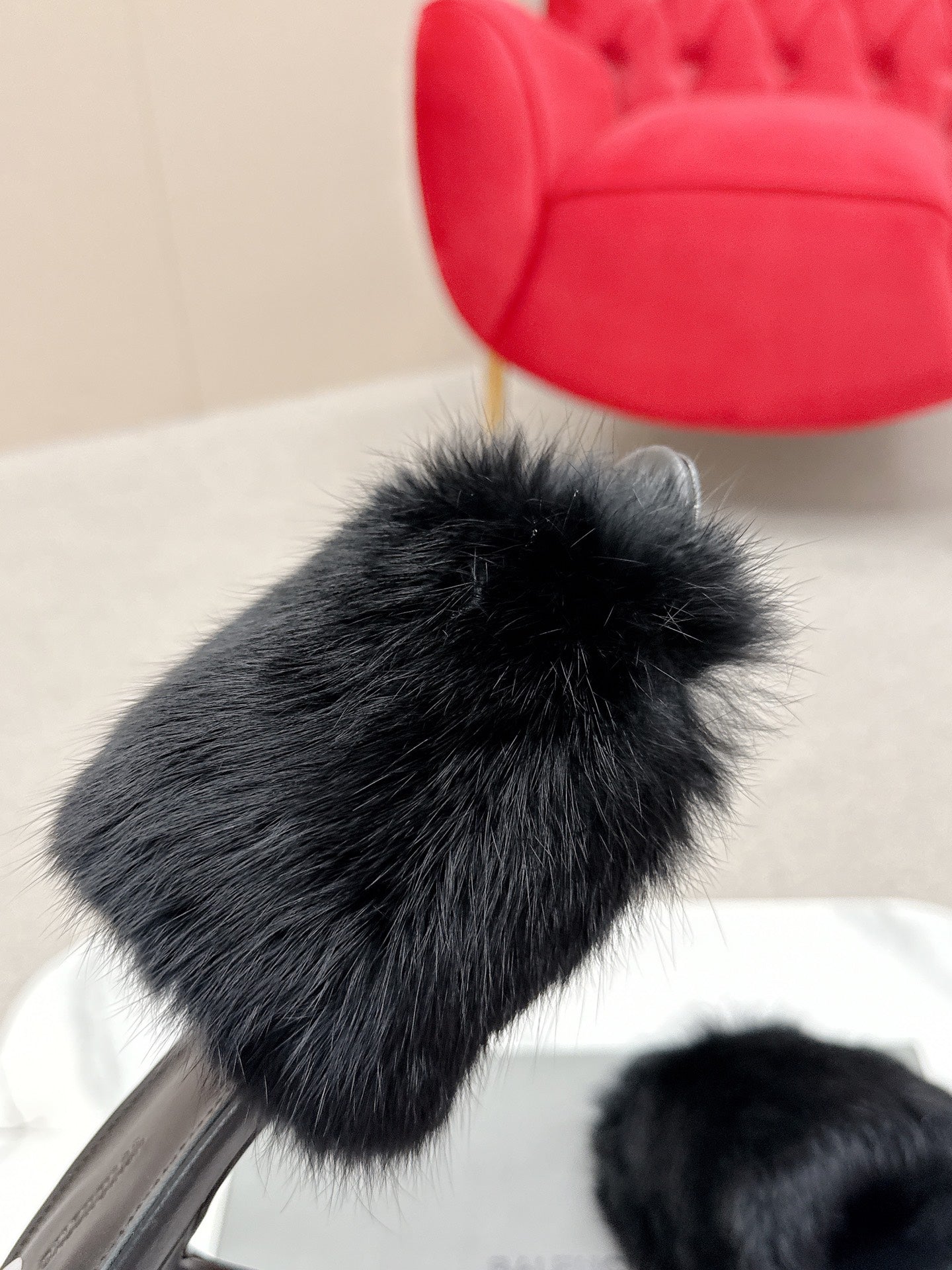 BALENCIAGA 25S HIGH HEEL SANDALS 65 MM IN BLACK LAMBSKIN AND FUR - 35