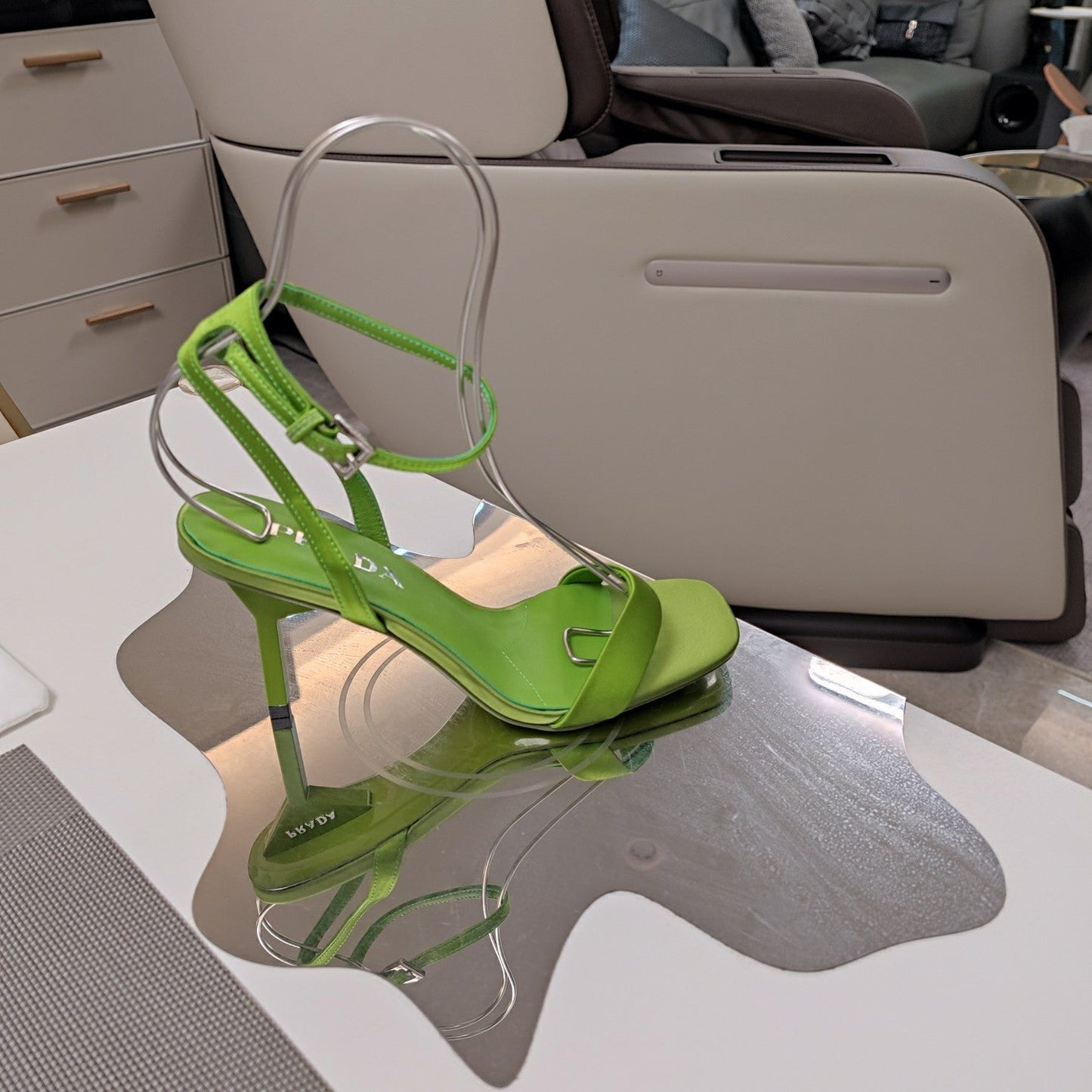 PRA HIGH-HEELED SANDALS PEAR SATIN - 34