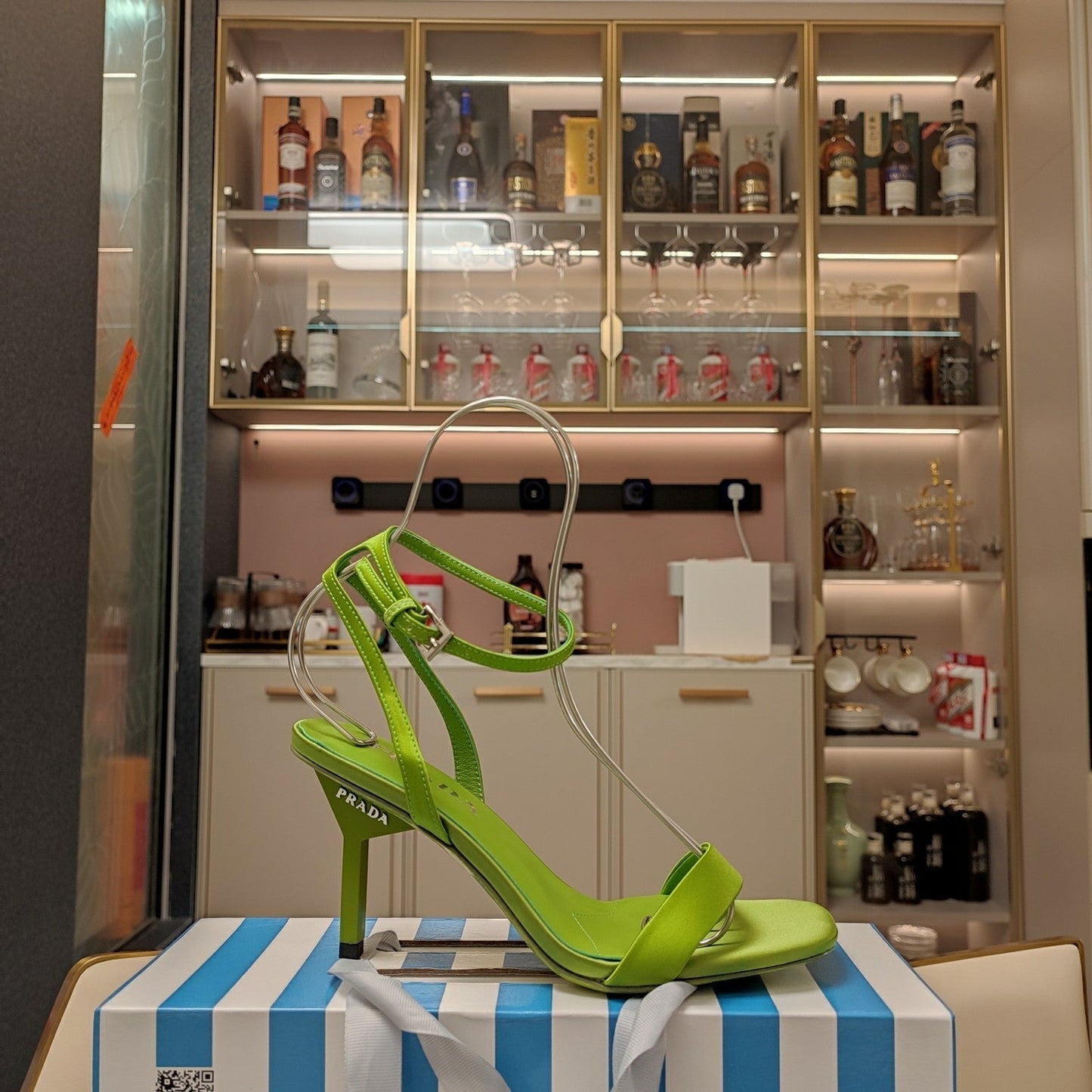 PRA HIGH-HEELED SANDALS PEAR SATIN - 34
