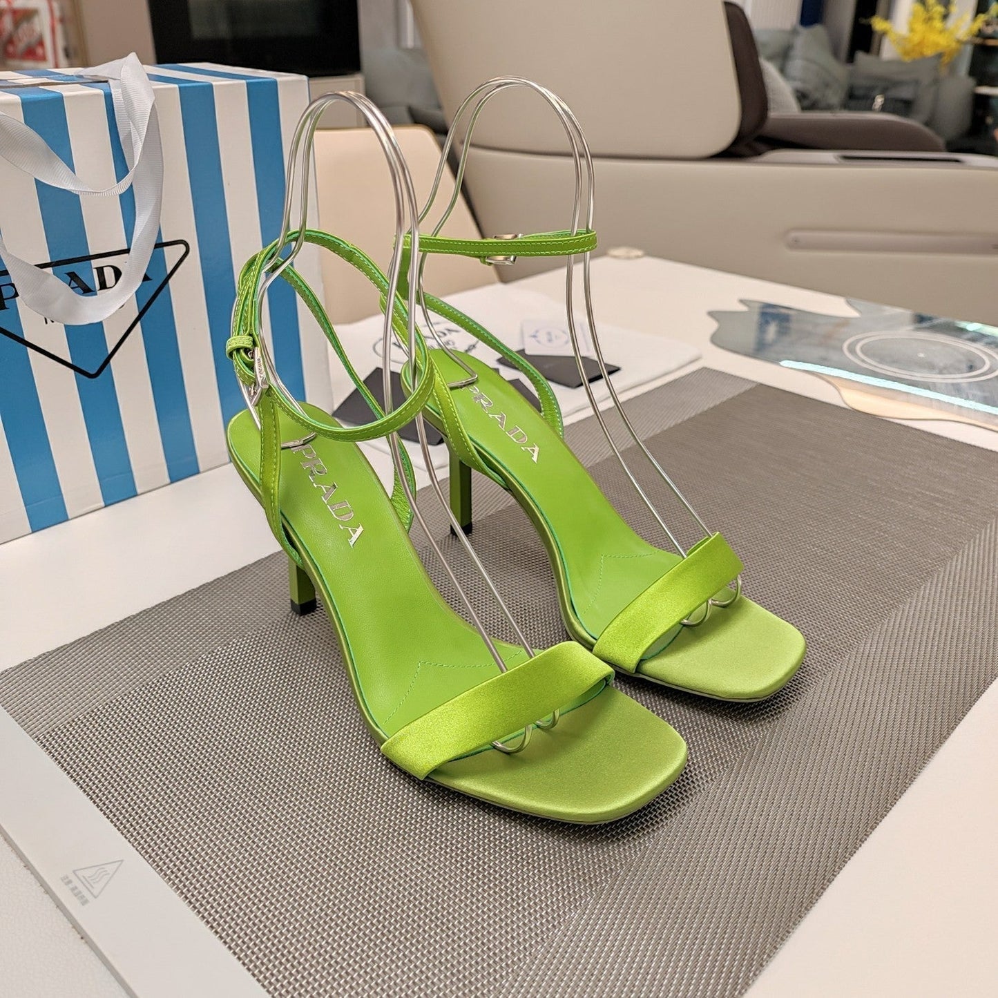 PRA HIGH-HEELED SANDALS PEAR SATIN - 34