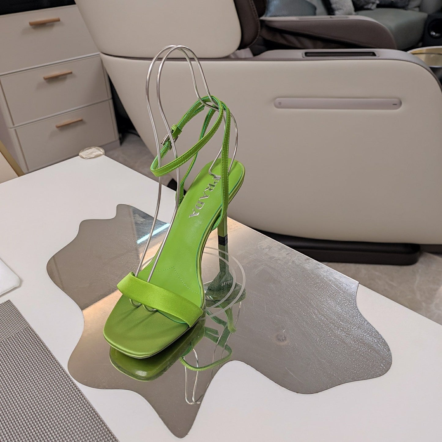 PRA HIGH-HEELED SANDALS PEAR SATIN - 34