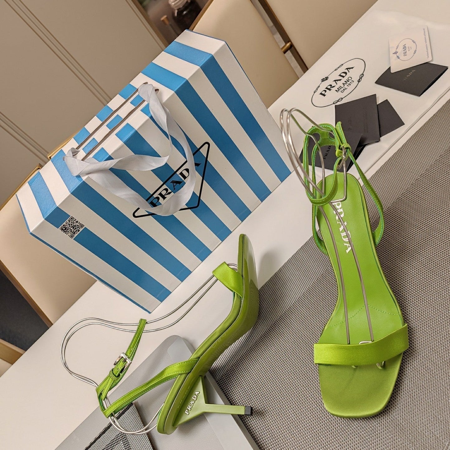 PRA HIGH-HEELED SANDALS PEAR SATIN - 34