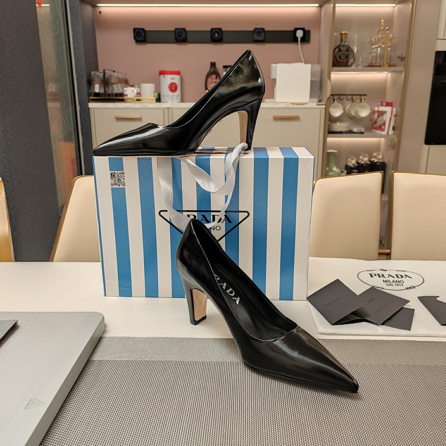 PRA BASIC HIGH HEELS BLACK WAXED OIL LEATHER - 35
