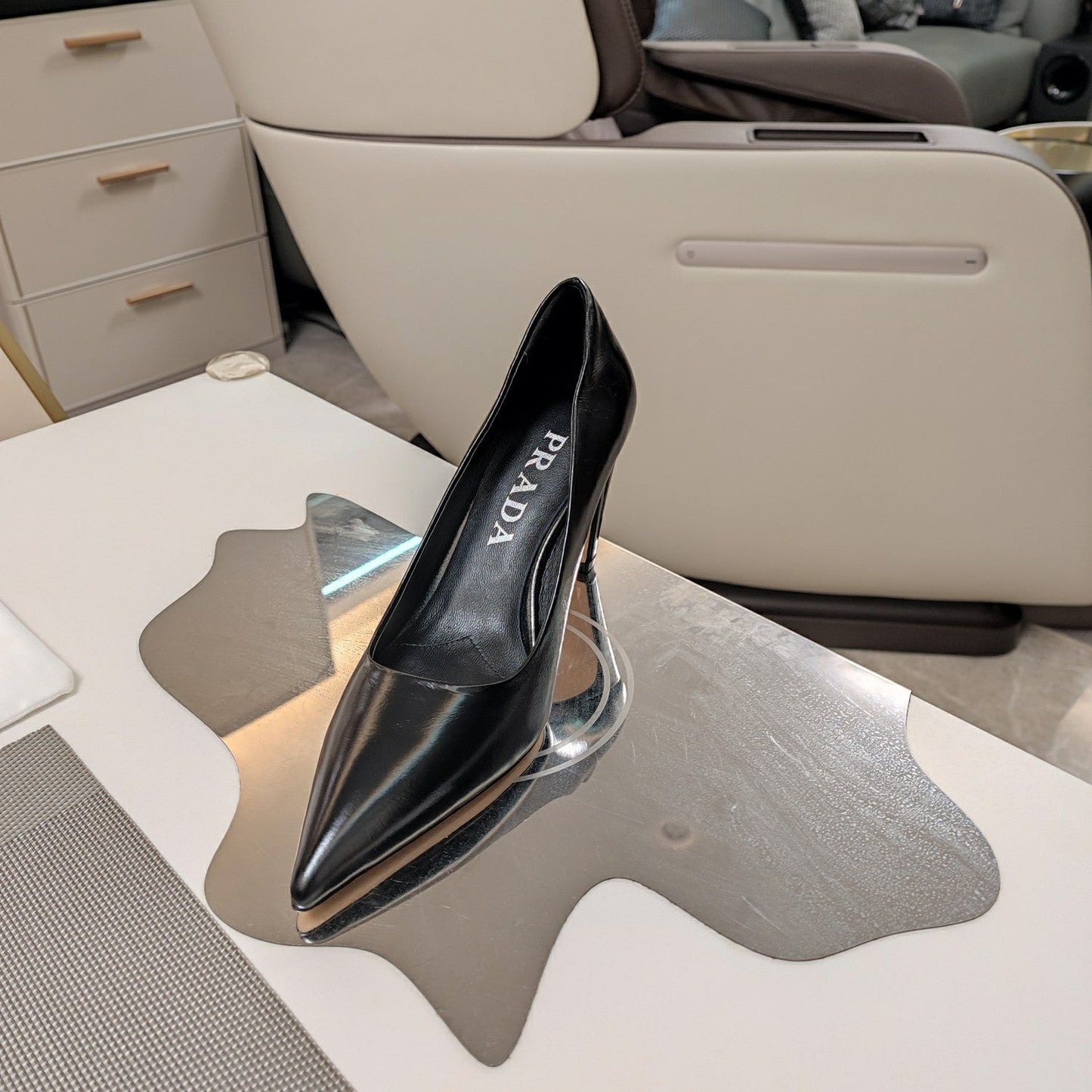 PRA BASIC HIGH HEELS BLACK WAXED OIL LEATHER - 35