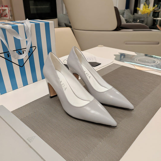 PRA BASIC HIGH HEELS PALE GRAY WAXED OIL LEATHER - 35