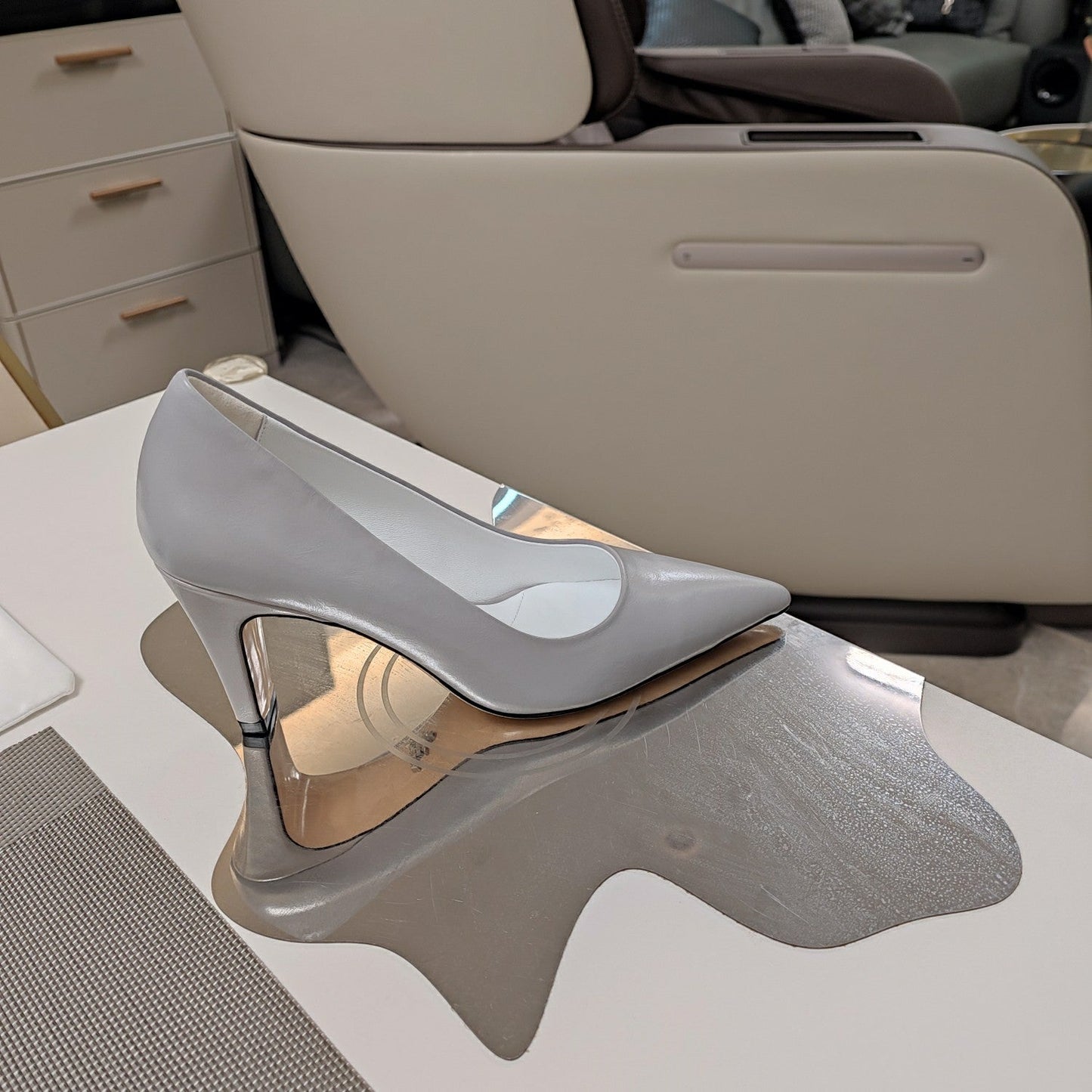 PRA BASIC HIGH HEELS PALE GRAY WAXED OIL LEATHER - 35