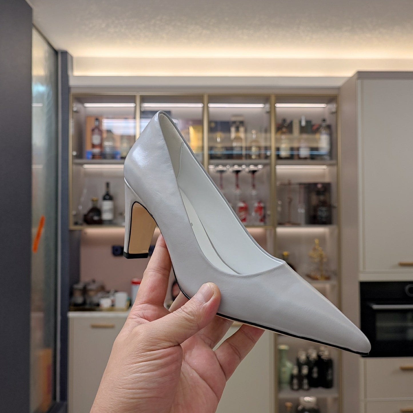 PRA BASIC HIGH HEELS PALE GRAY WAXED OIL LEATHER - 35