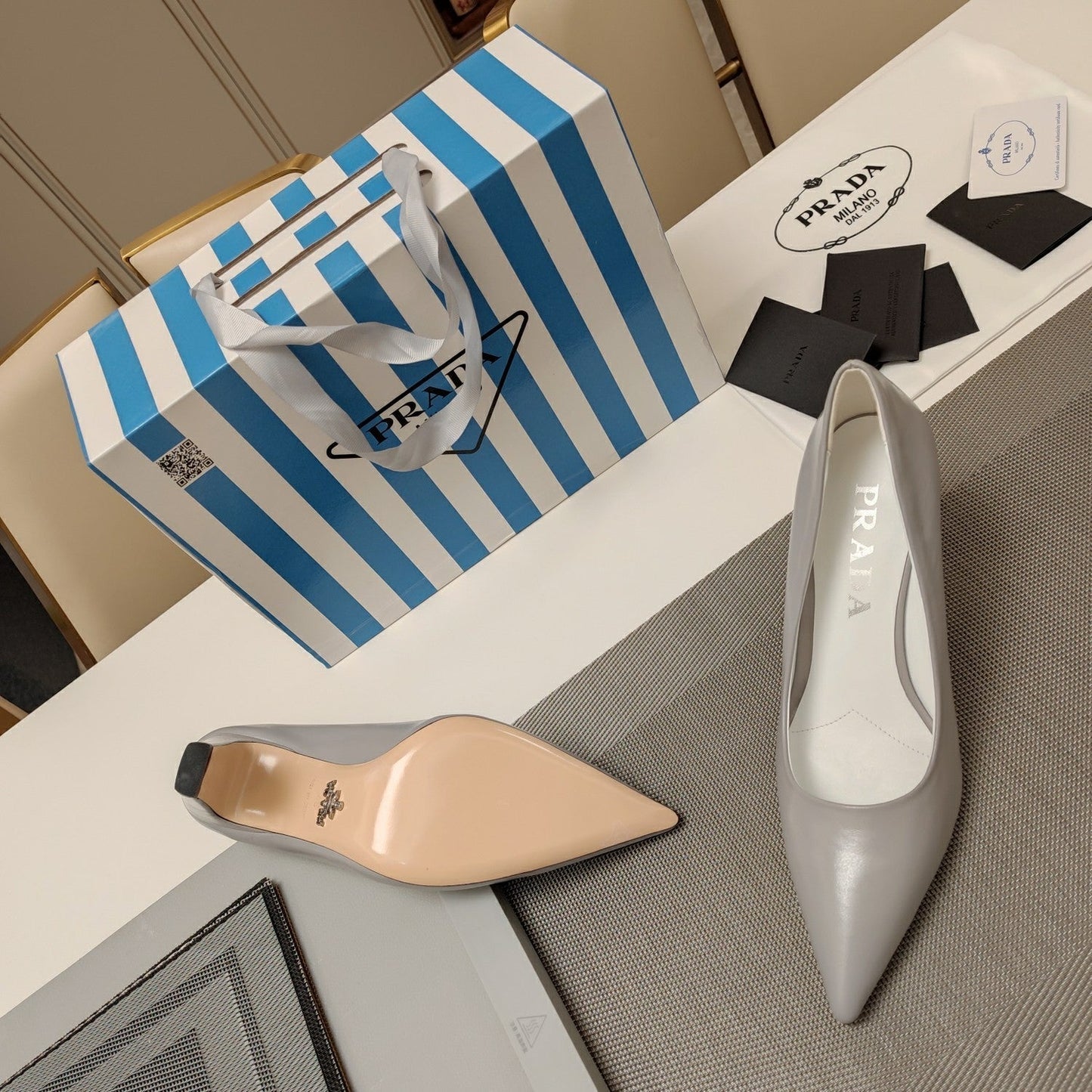 PRA BASIC HIGH HEELS PALE GRAY WAXED OIL LEATHER - 35