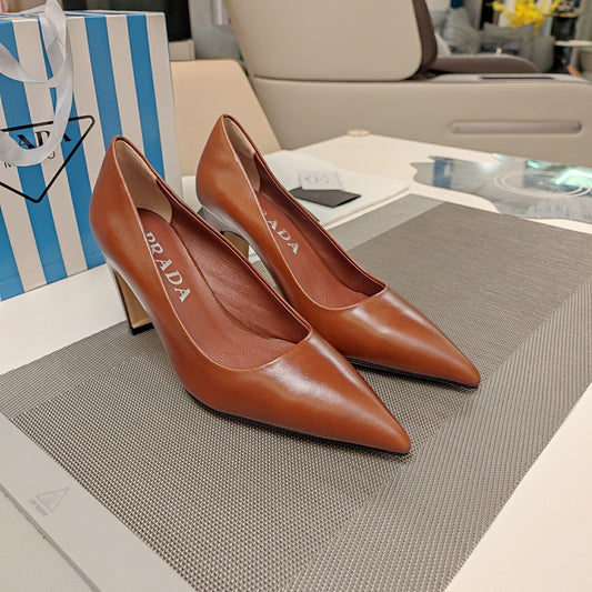 PRA BASIC HIGH HEELS CARAMEL WAXED OIL LEATHER - 35