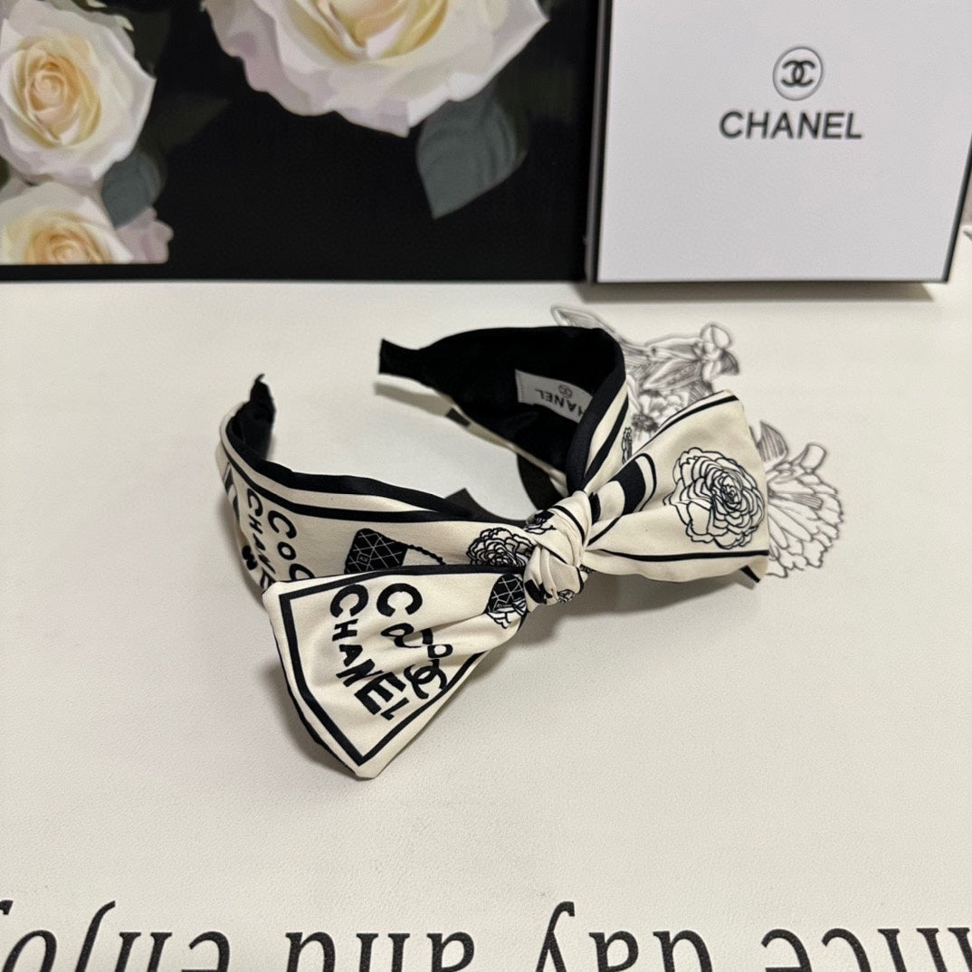 BLACK MIX WHITE SILK HEADBAND 168590
