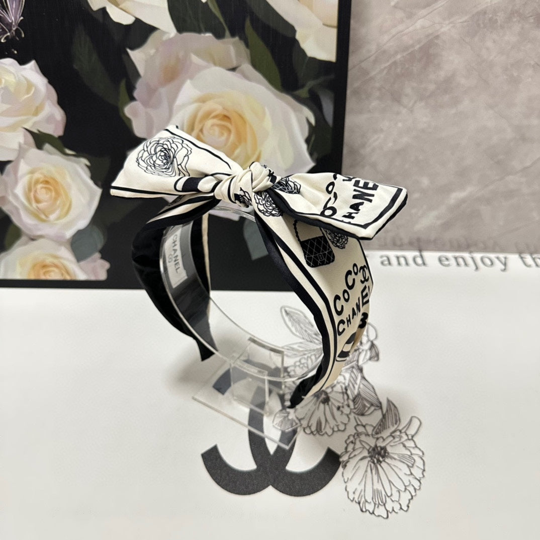 BLACK MIX WHITE SILK HEADBAND 168590