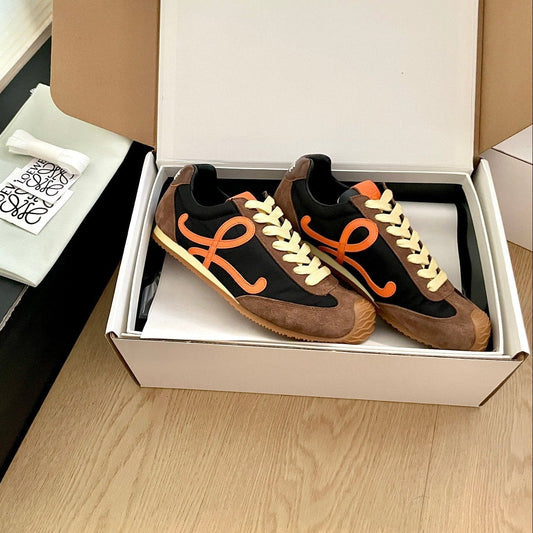 LOEWE 26S BALLET RUNNER 2.0 З ТЕМНО-КОРИЧНЕВОЇ ЗАМШІ ТА ЧОРНОГО НЕЙЛОНУ
