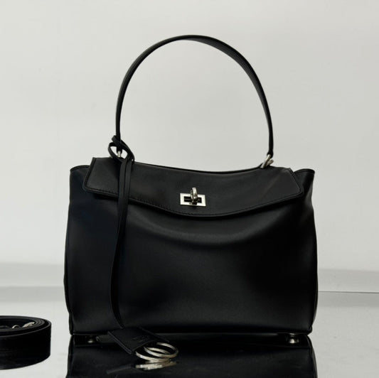 Сумка RODEO MINI BAG 22 зі гладкої телячої шкіри чорного кольору, срібляста фурнітура
