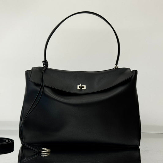 RODEO LARGE BAG 40 З ЧОРНОЇ ГЛАДКОЇ ТЕЛЯЧОЇ ШКІРИ СРІБНА ФУРНІТУРА