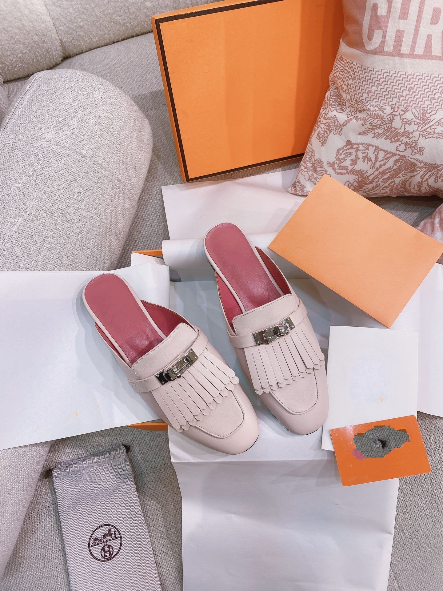 0Z Mule Fringed Light Pink - 35