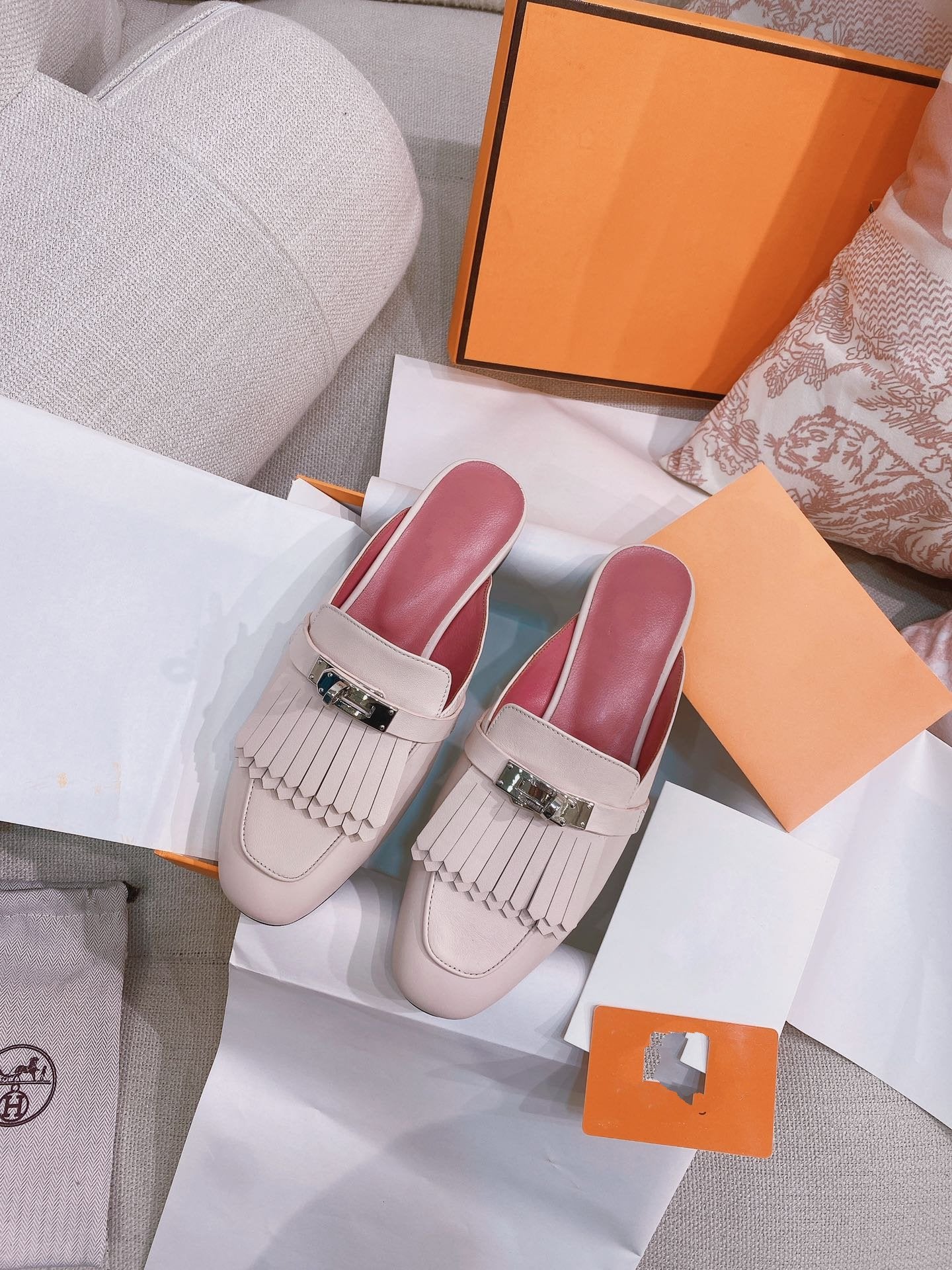 0Z Mule Fringed Light Pink - 35