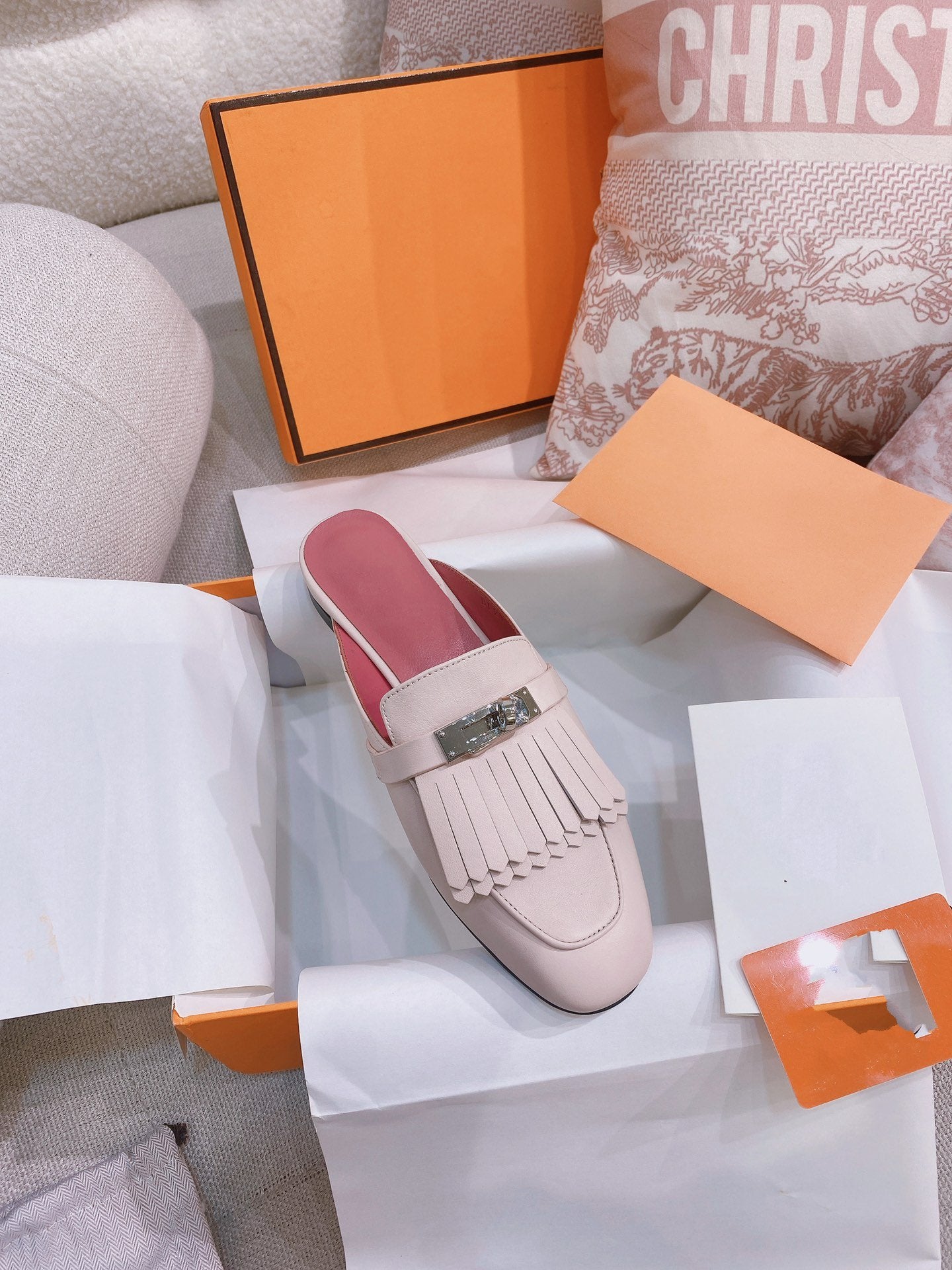 0Z Mule Fringed Light Pink - 35