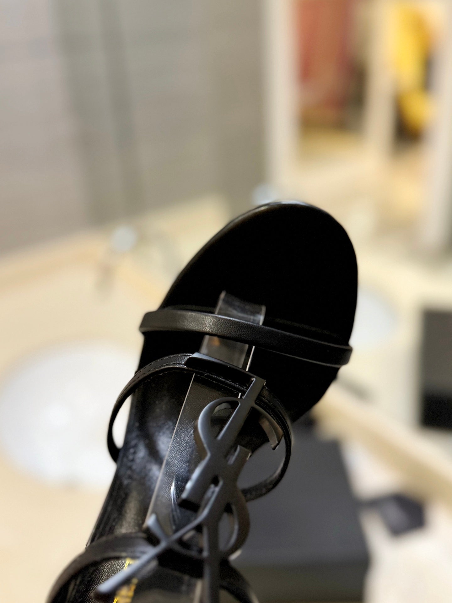 SL CASSANDRA HEELED SANDALS BLACK CALFSKIN - 34