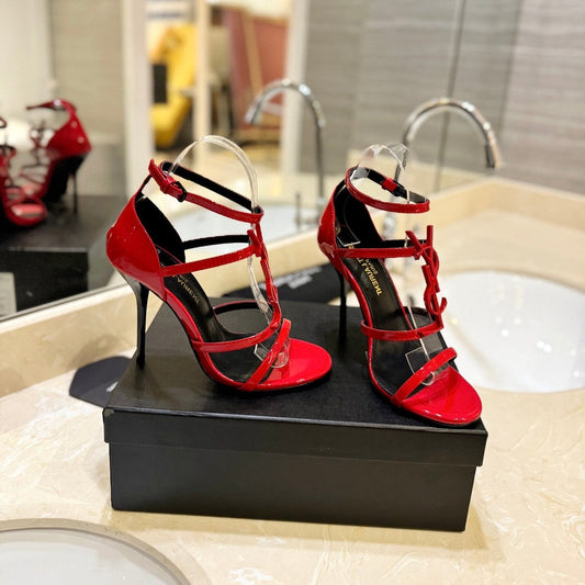 SL CASSANDRA HEELED SANDALS RED CALFSKIN - 34