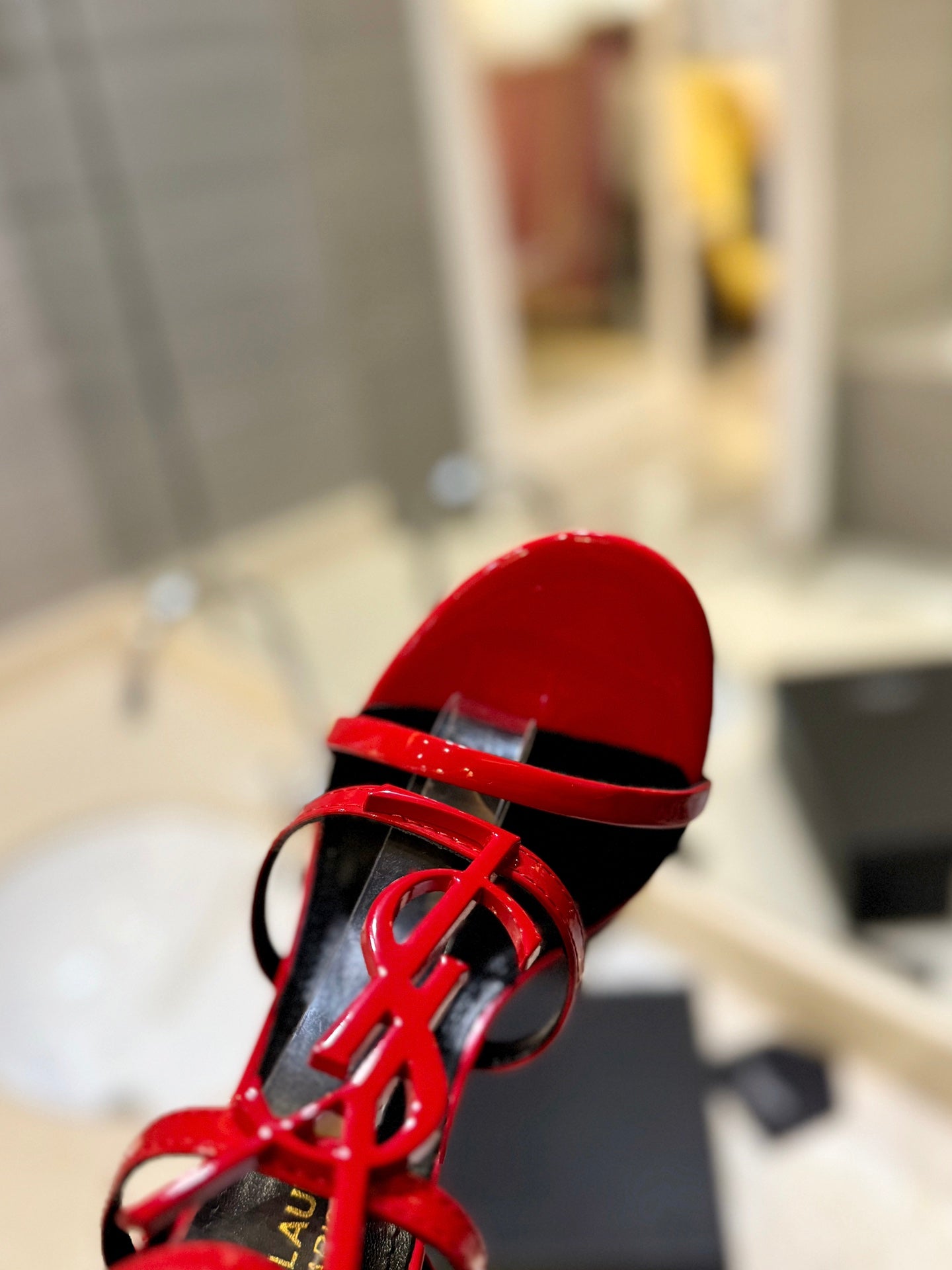 SL CASSANDRA HEELED SANDALS RED CALFSKIN - 34