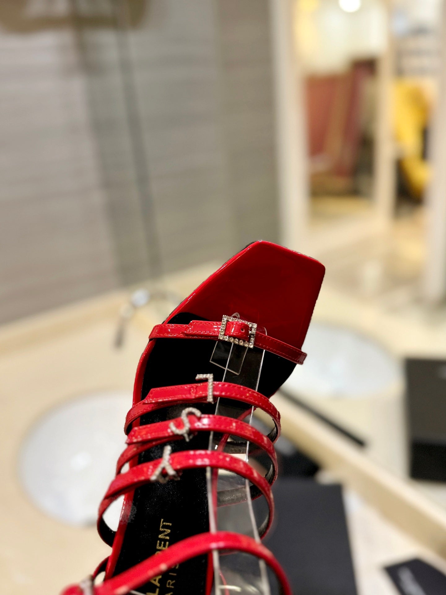 SL JERRY HEELED SANDALS RED POLISHED CALFSKIN - 35