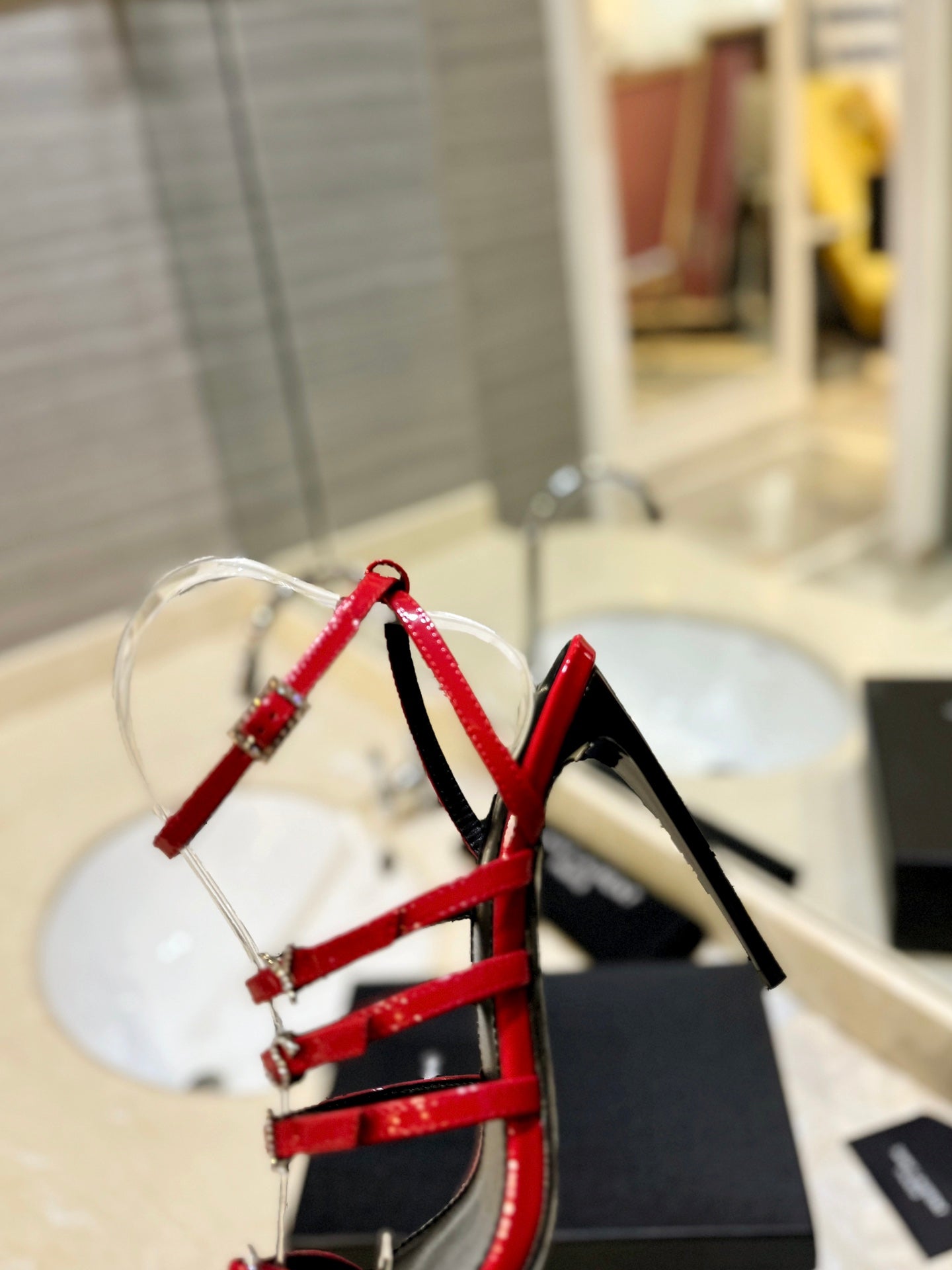 SL JERRY HEELED SANDALS RED POLISHED CALFSKIN - 35