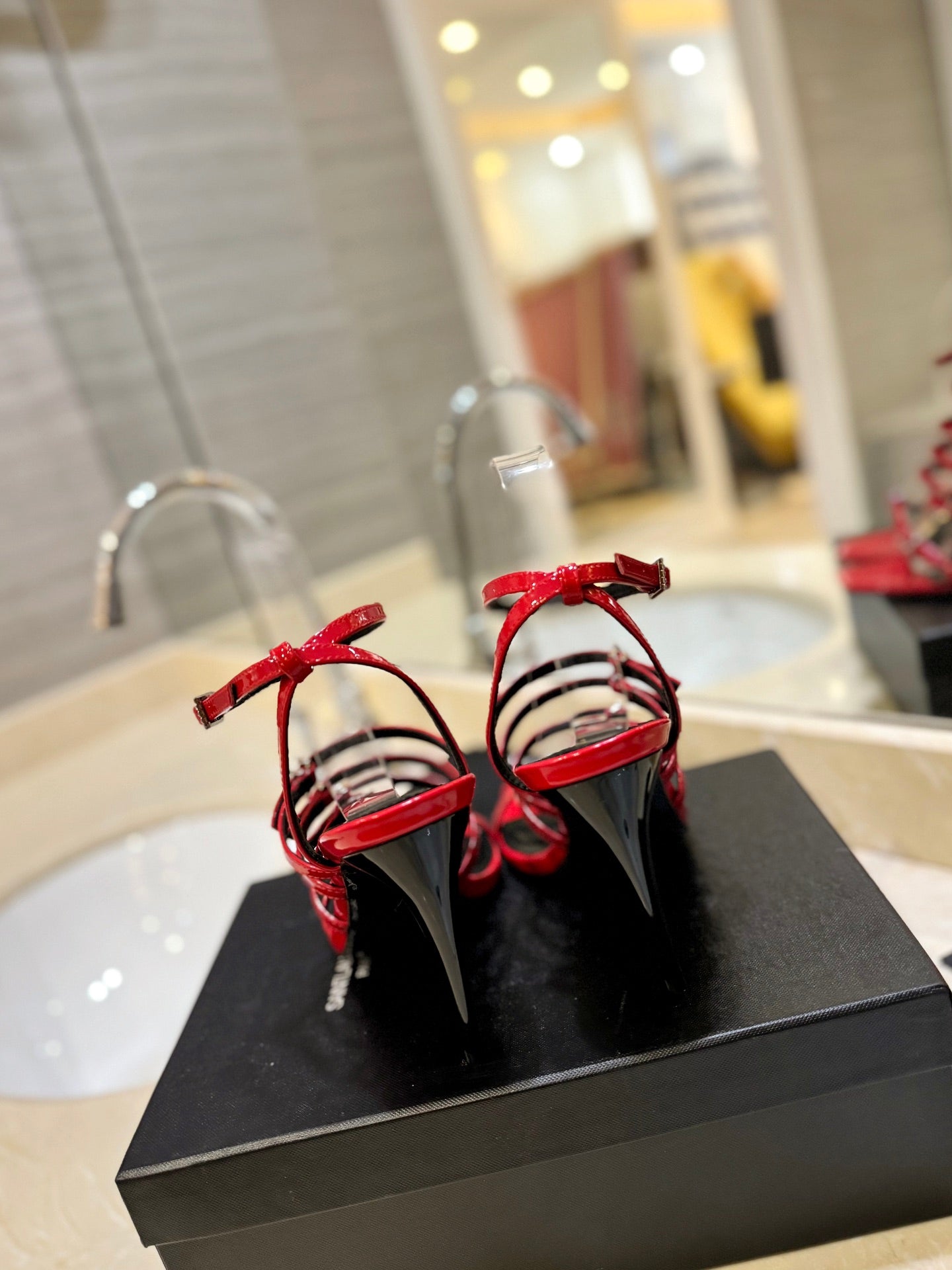 SL JERRY HEELED SANDALS RED POLISHED CALFSKIN - 35