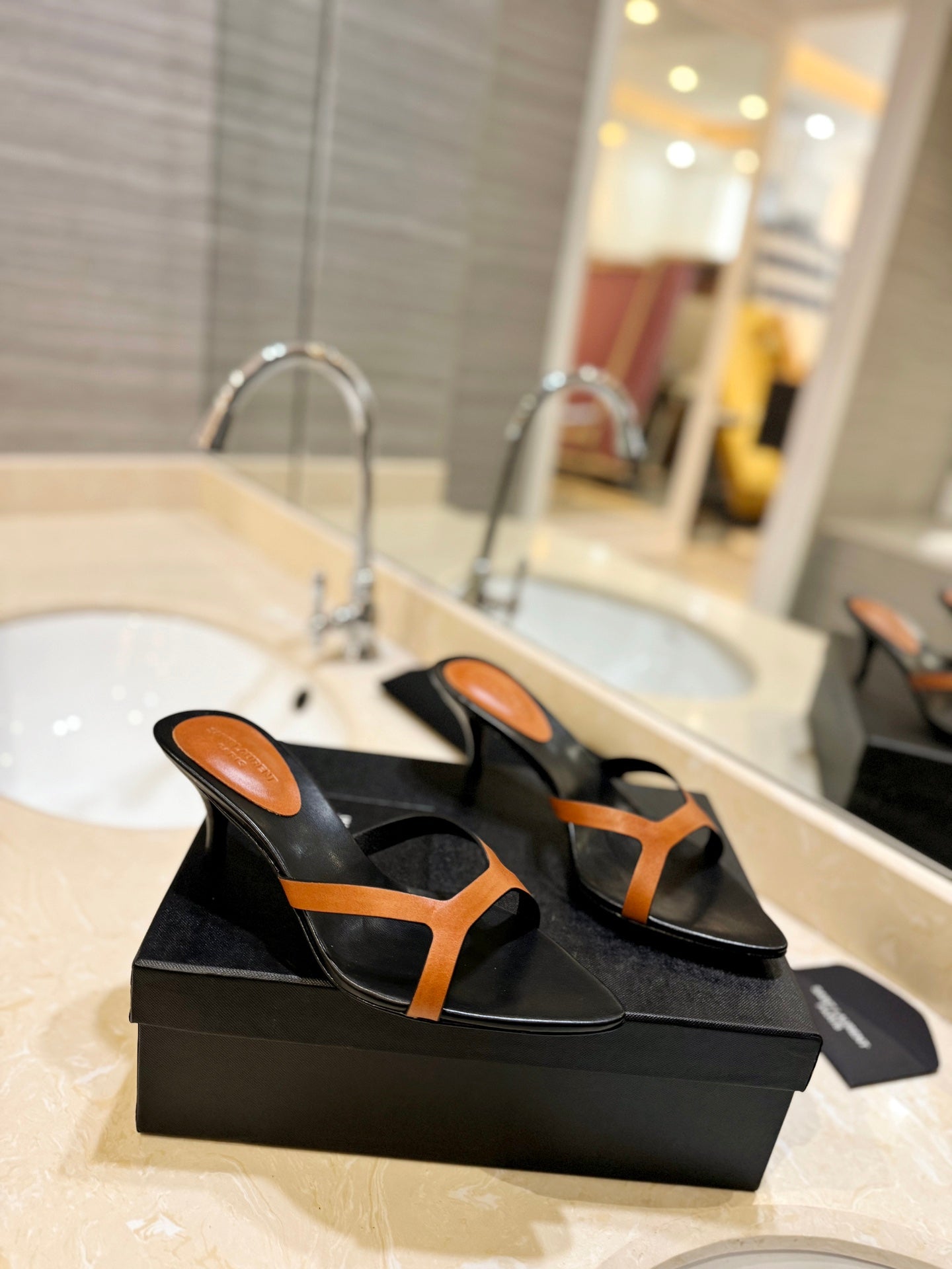 SL OPEN-TOES HIGH HEELS SLIPPER COPPER CALFSKIN - 35