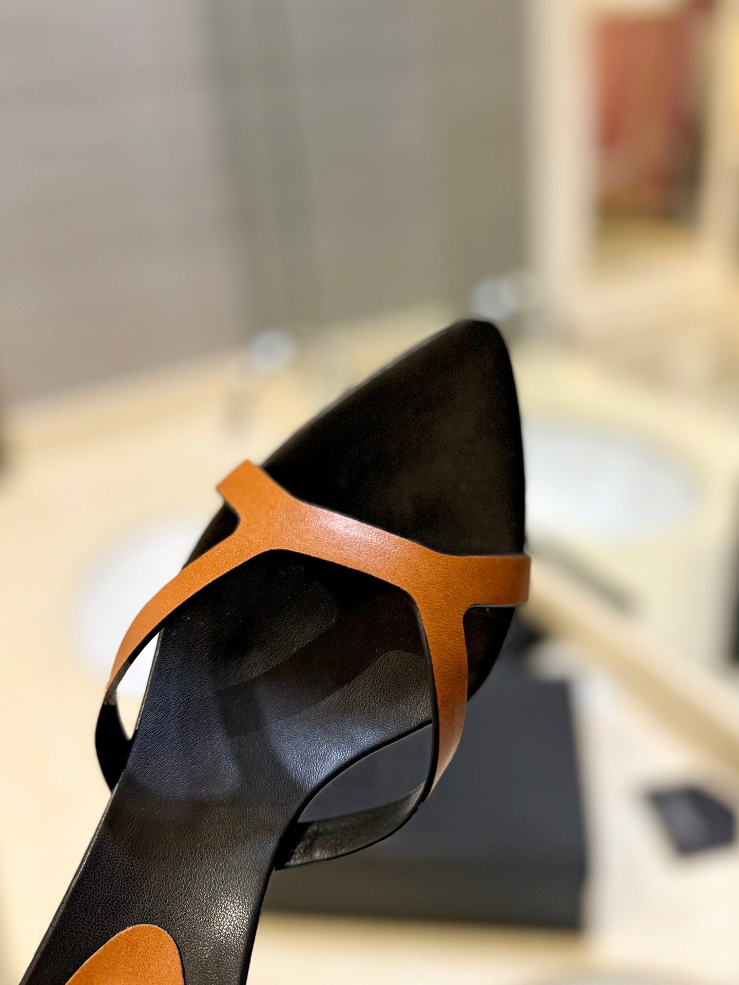 SL OPEN-TOES HIGH HEELS SLIPPER COPPER CALFSKIN - 35