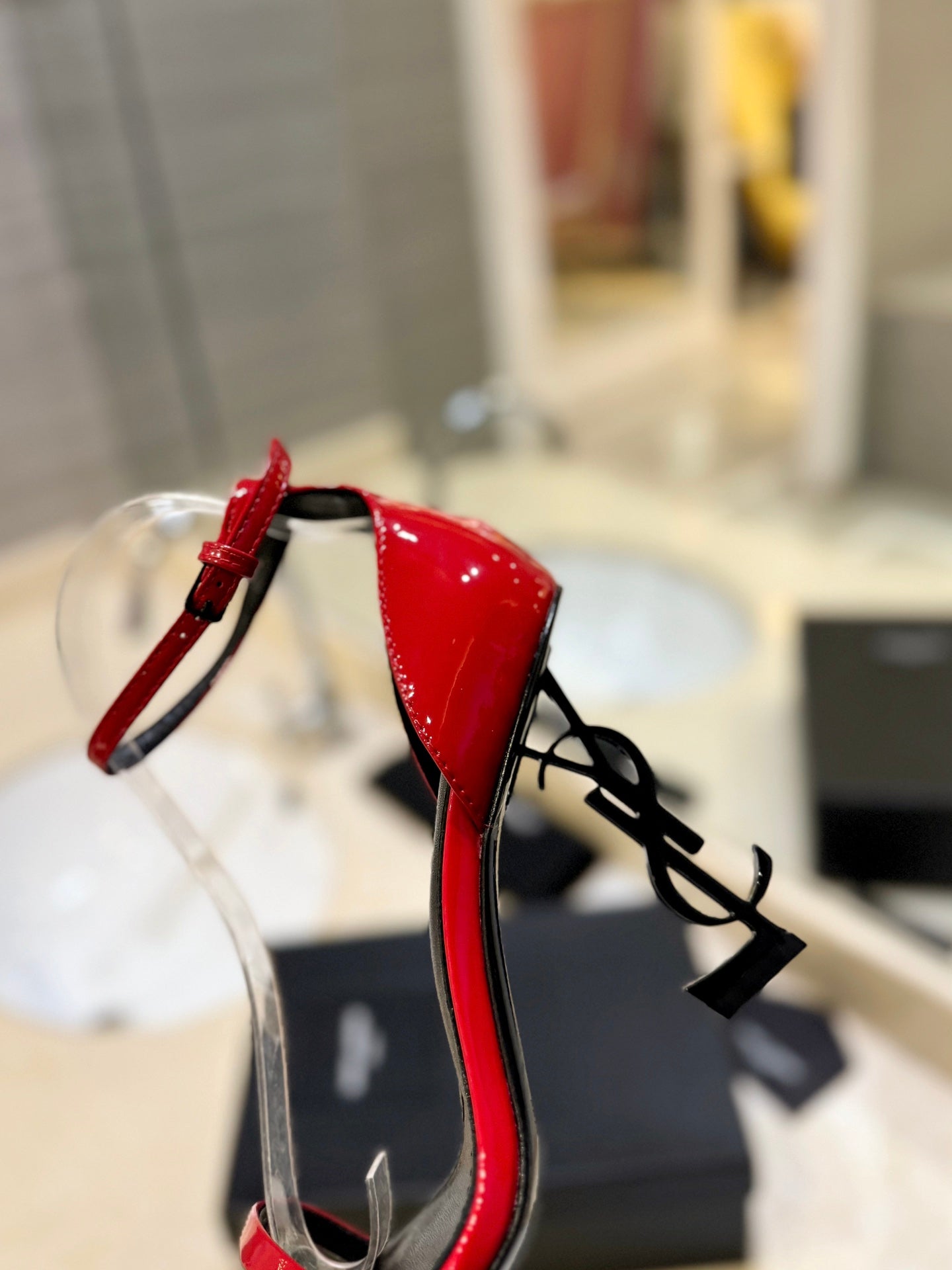 SL OPYUM SANDALS 105 RED POLISHED CALFSKIN - 35