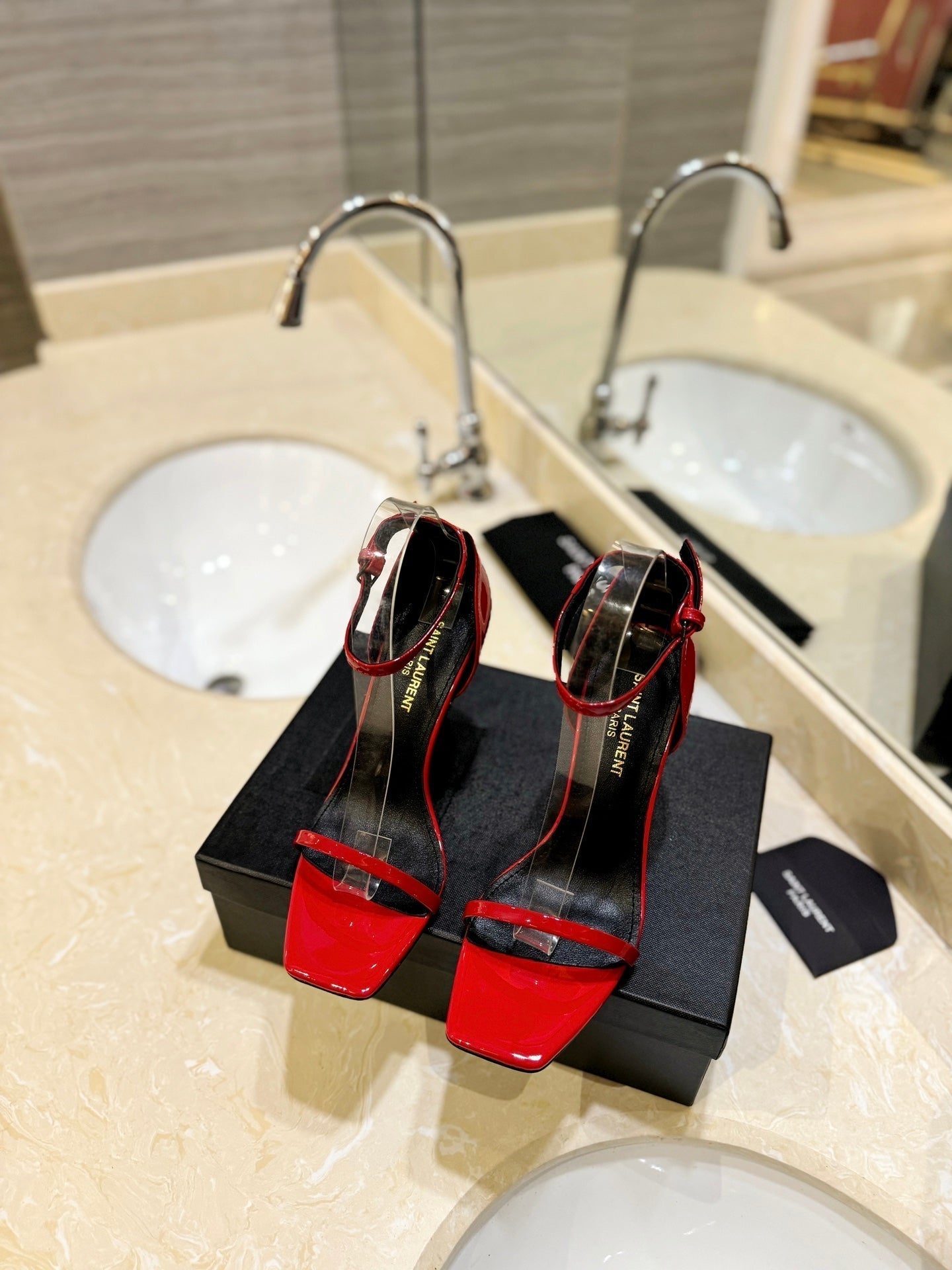 SL OPYUM SANDALS 105 RED POLISHED CALFSKIN - 35