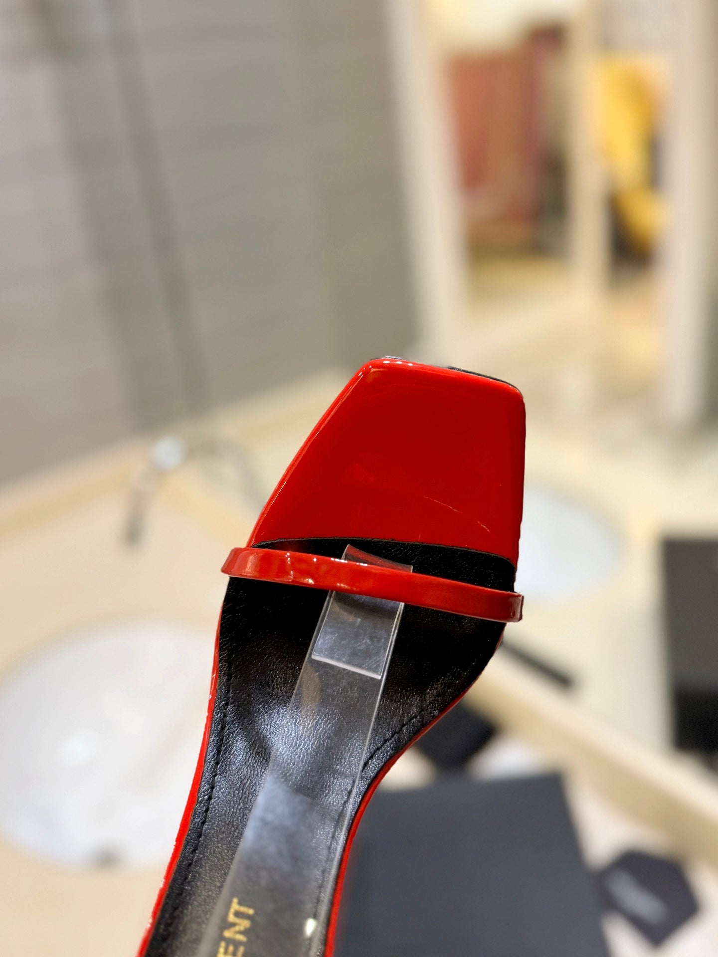 SL OPYUM SANDALS 105 RED POLISHED CALFSKIN - 35