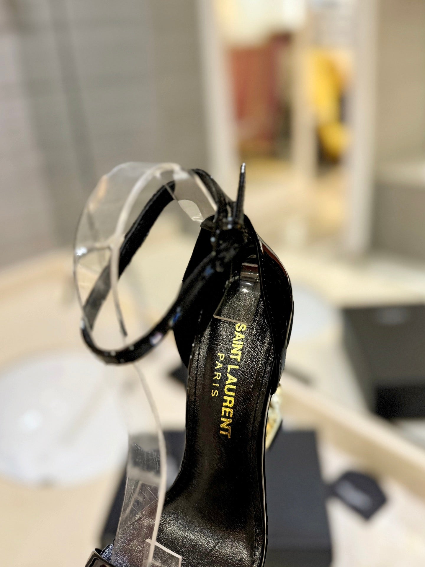 SL OPYUM SANDALS 105 BLACK AND GOLD CALFSKIN - 35