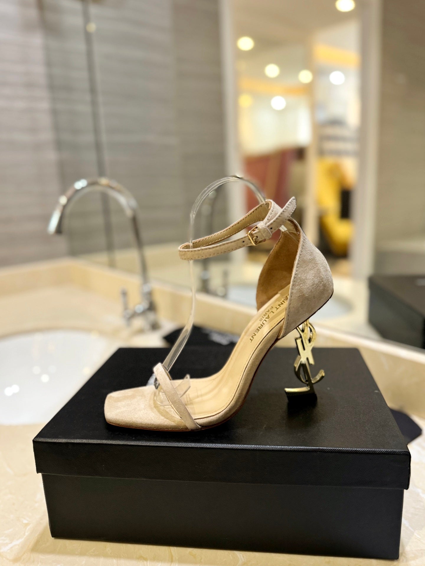 SL OPYUM SANDALS 80 CAMEL SUEDE - 35