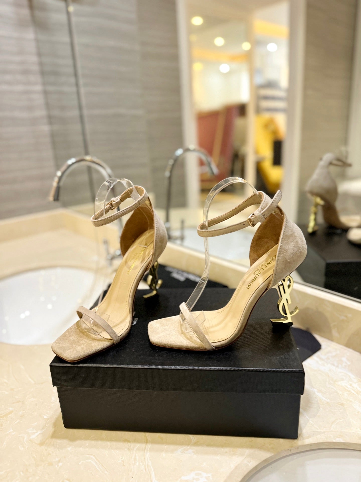 SL OPYUM SANDALS 80 CAMEL SUEDE - 35