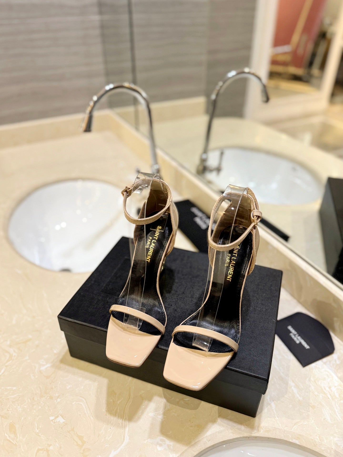 SL OPYUM SANDALS 105 CAMEL AND BLACK CALFSKIN - 35