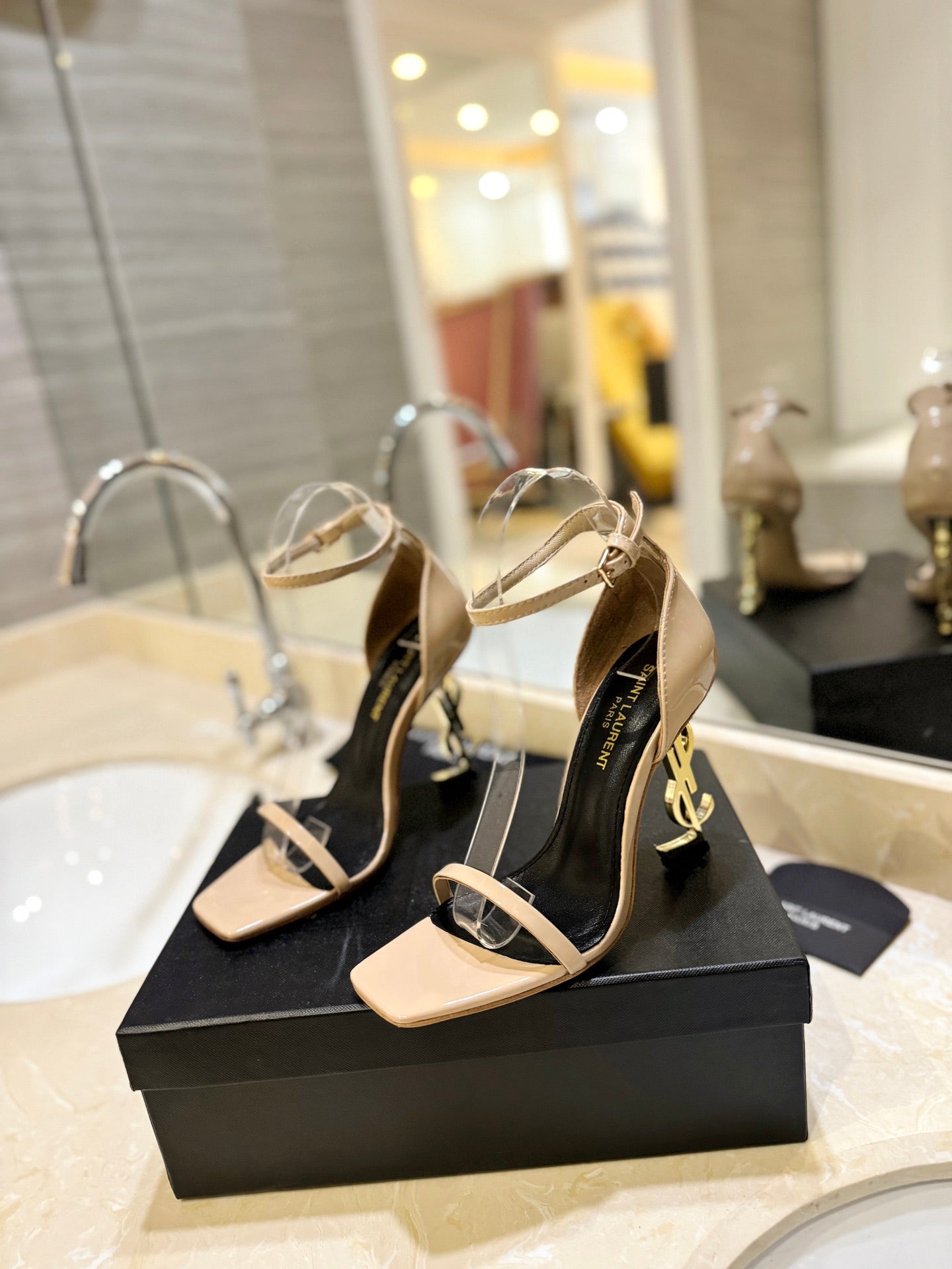 SL OPYUM SANDALS 105 CAMEL AND BLACK CALFSKIN - 35