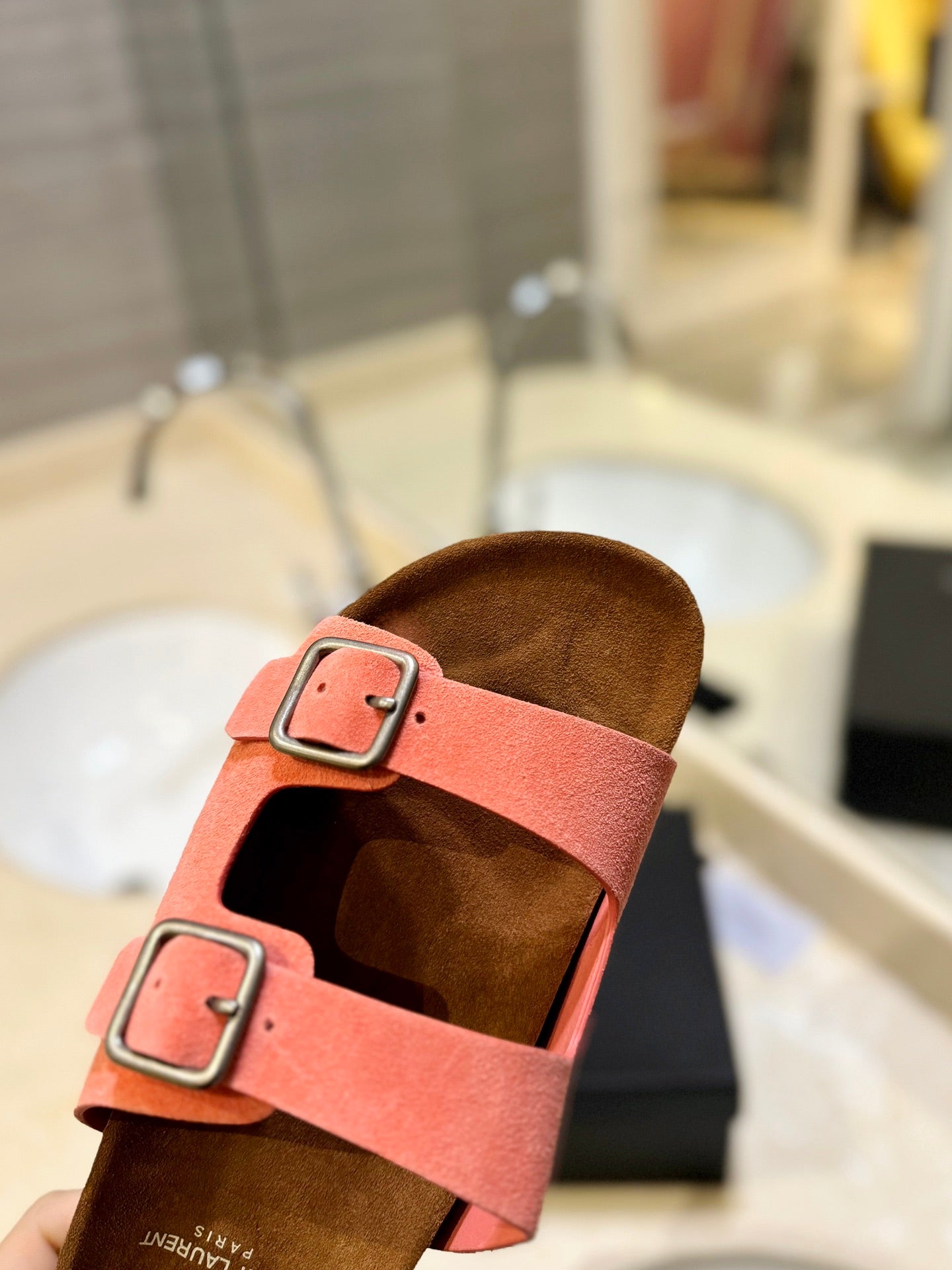 SL Flat Sandal Women Brown Pink Seude - 35