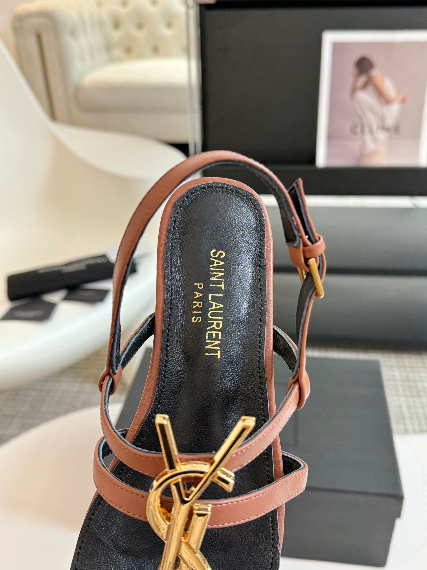 SL CASSANDRA TRIPLE SANDAL FLAT CIDER CALFSKIN - 34