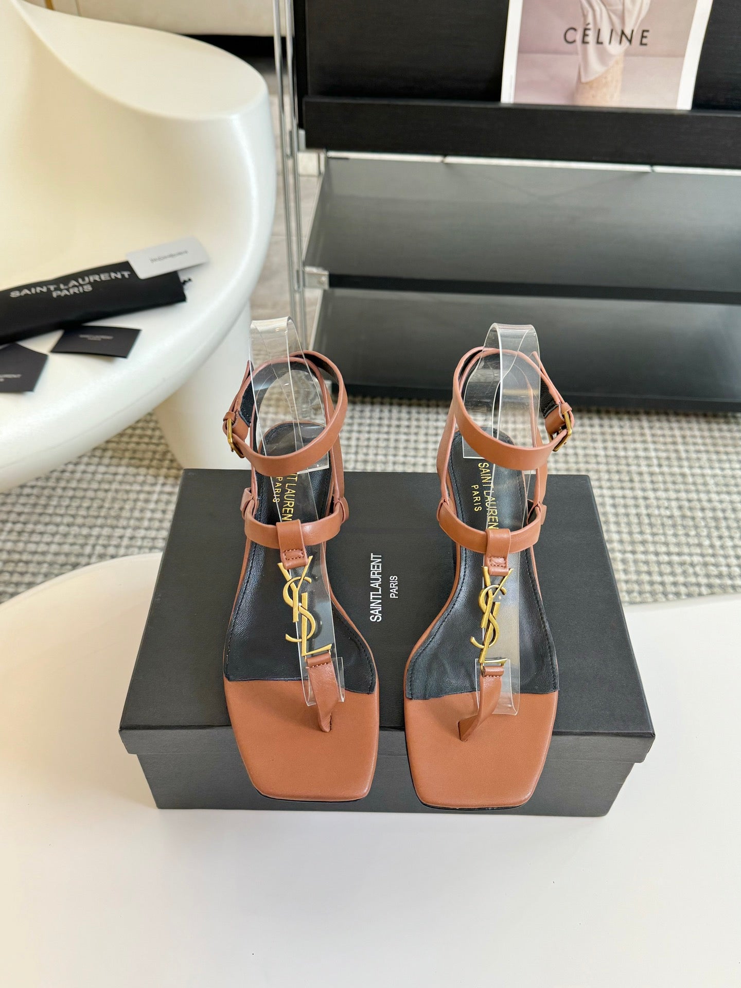 SL CASSANDRA MID-HEEL SANDAL CIDER CALFSKIN - 34