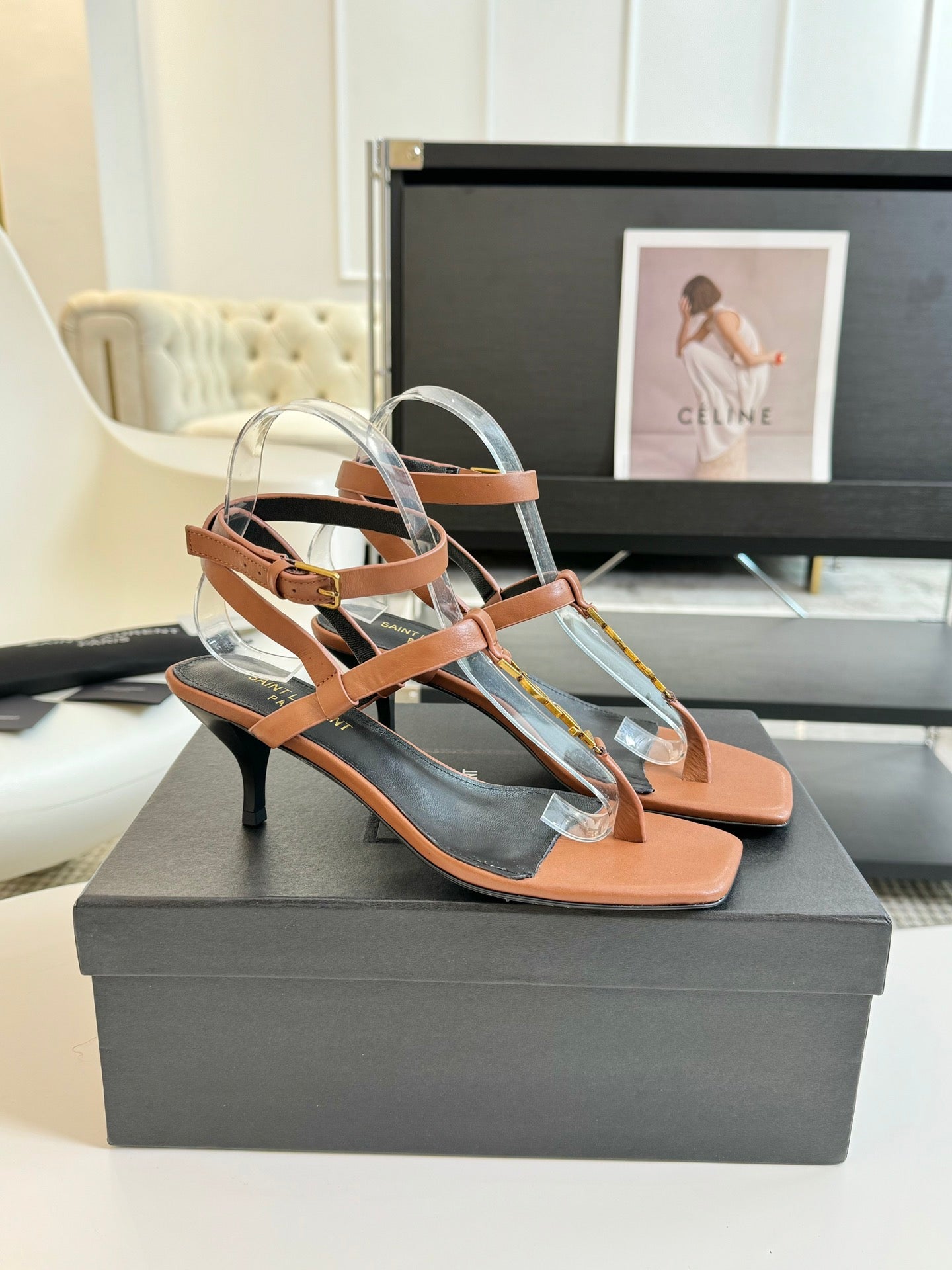 SL CASSANDRA MID-HEEL SANDAL CIDER CALFSKIN - 34