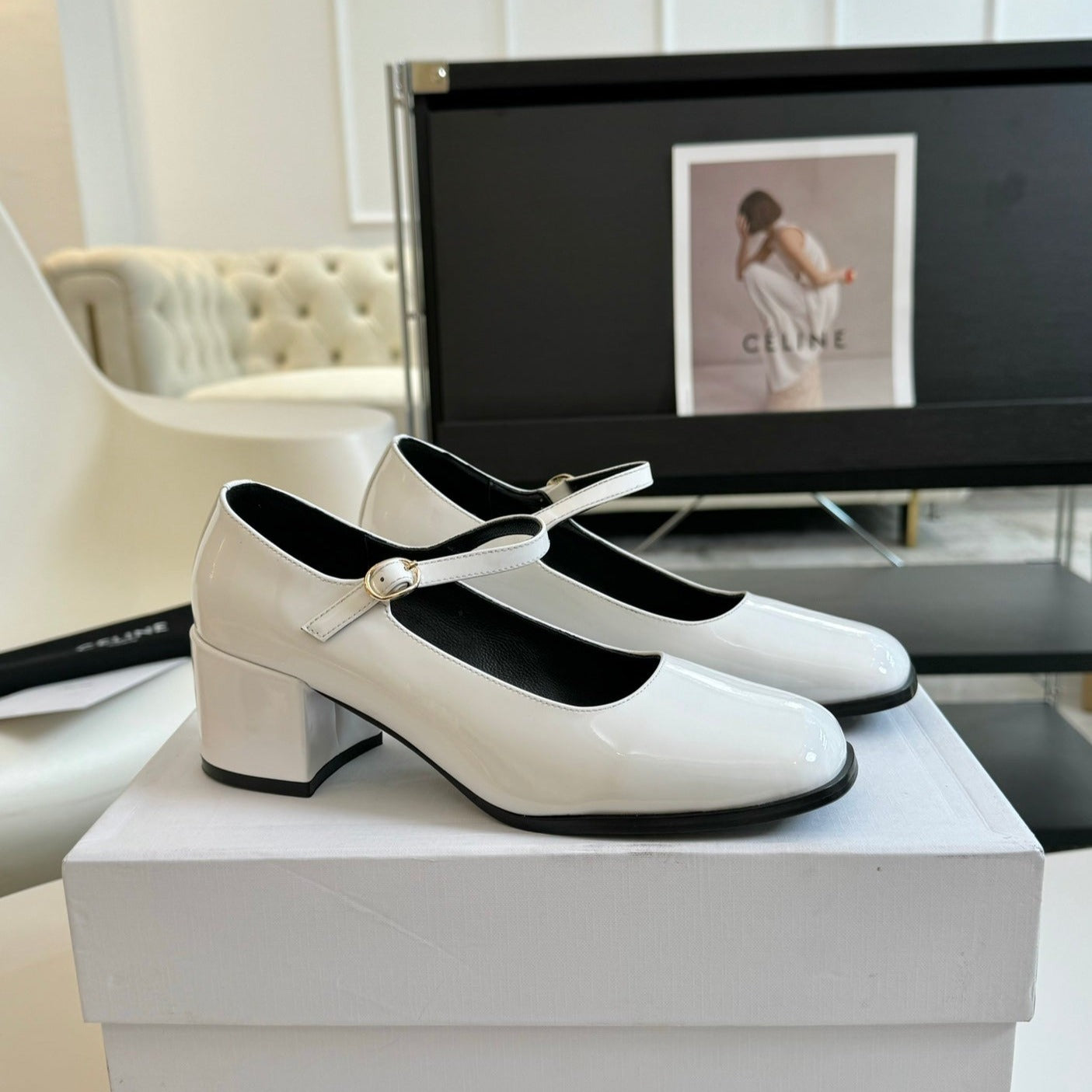 WOMEN'S HIGH HEELS WITH ROUND TOE WHITE SPECIFIC COWHIDE - 35