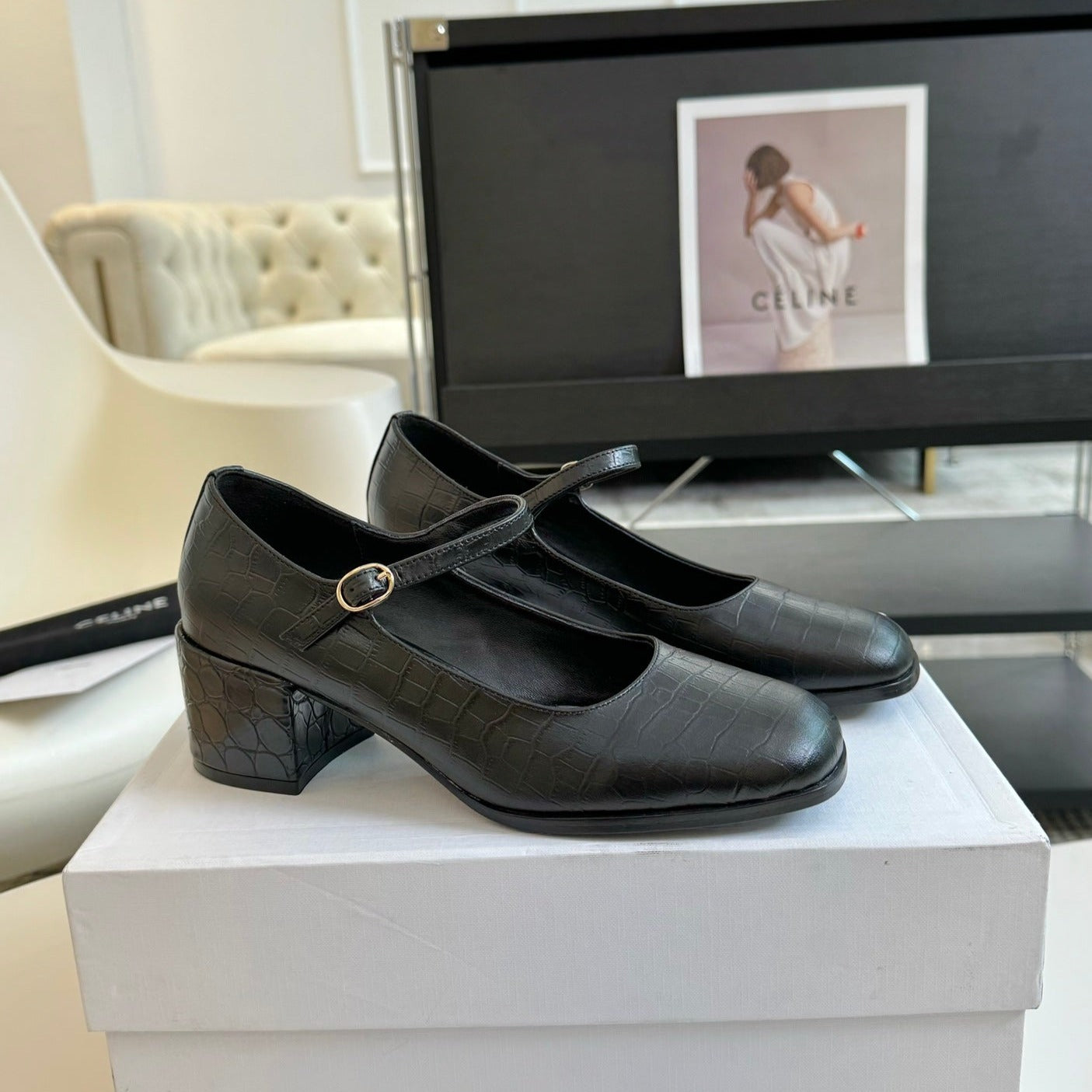 WOMEN'S HIGH HEELS WITH ROUND TOE BLACK SPECIFIC COWHIDE - 35