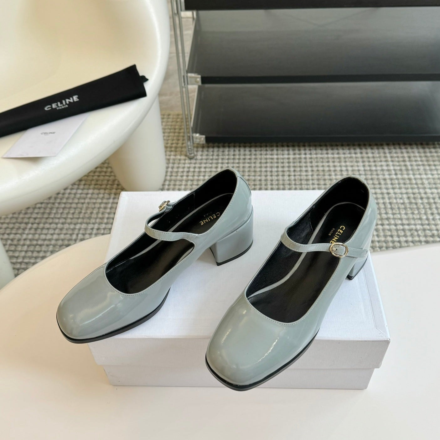 WOMEN'S HIGH HEELS WITH ROUND TOE FLINT GRAY SPECIFIC COWHIDE - 35