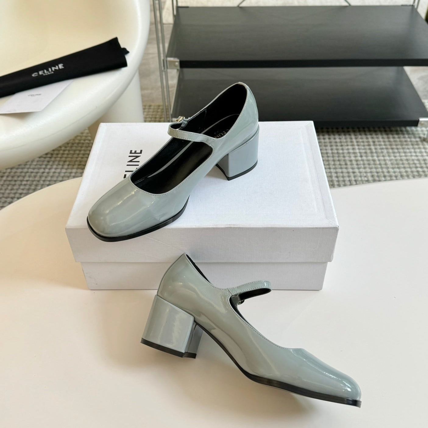 WOMEN'S HIGH HEELS WITH ROUND TOE FLINT GRAY SPECIFIC COWHIDE - 35