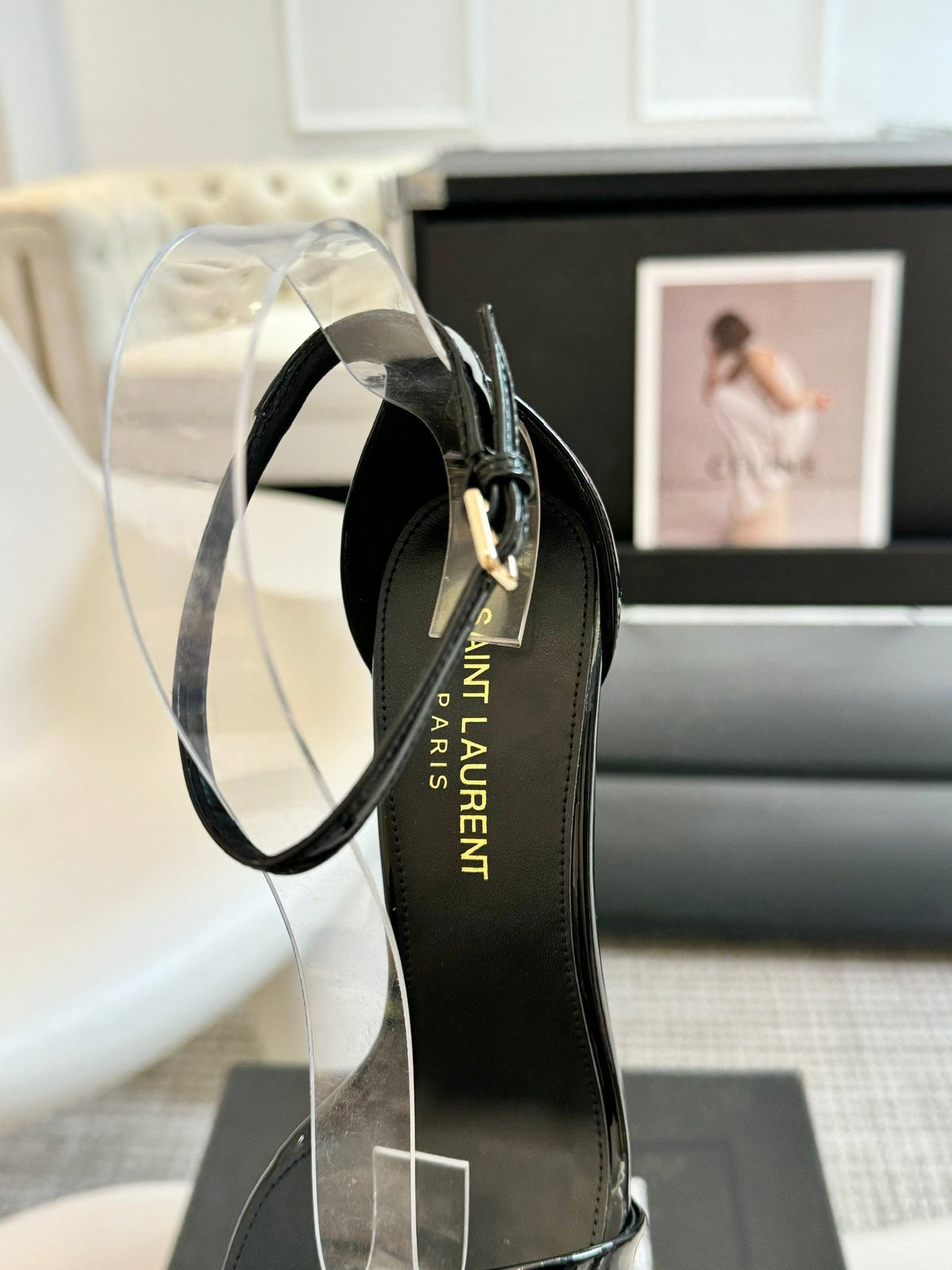 SL SQUARE-TOED HIGH HEELS BLACK CALFSKIN - 35